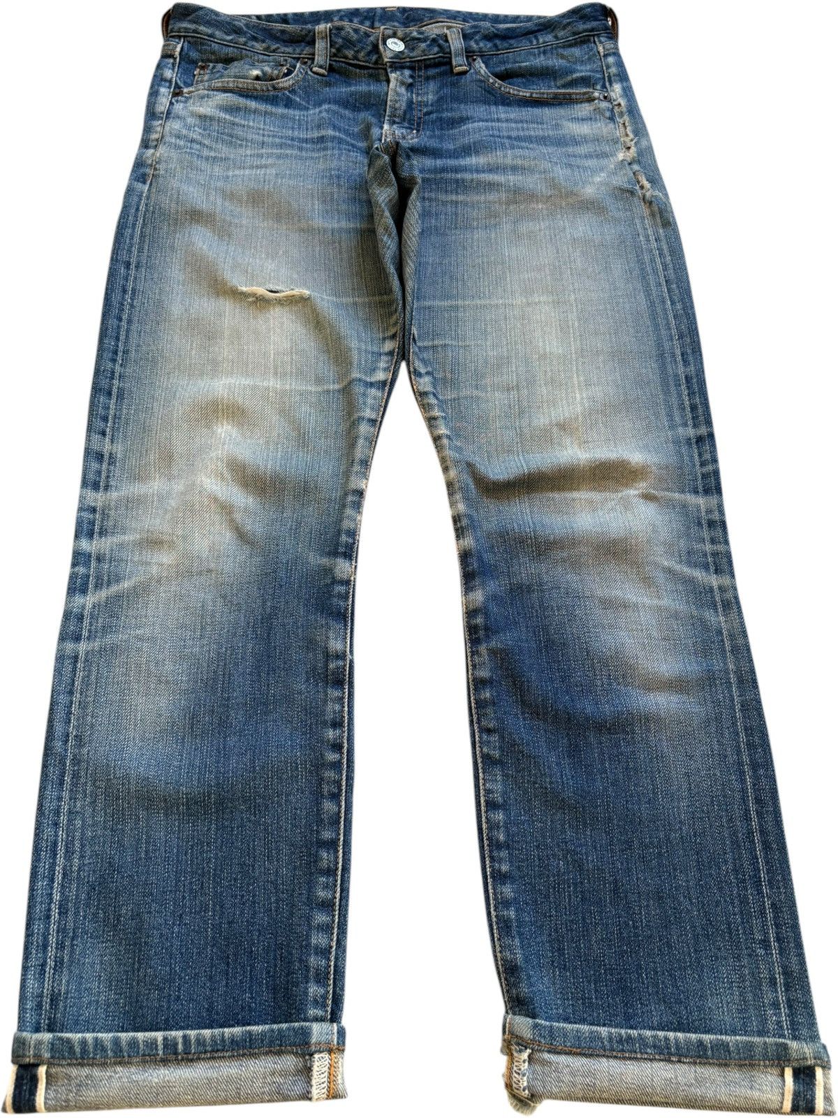 FOB Factory × Japanese Brand Vintage Fob Factory Selvedge Mud Wash Distressed Ripped Jean Size US 32 / EU 48 - 1 Thumbnail