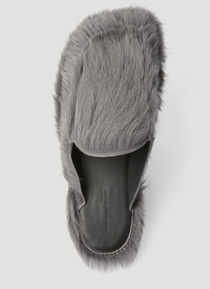 Dries Van Noten o1mle0226 Fur Slides in Gray Size US 7 / EU 40 - 7 Thumbnail