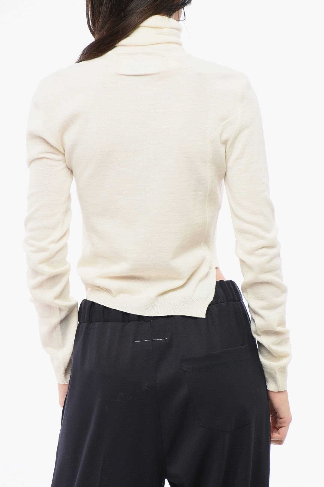 Maison Margiela og1mm0825 Virgin Wool Blend Turtleneck Sweater in Beige Size M / US 6-8 / IT 42-44 - 2 Thumbnail