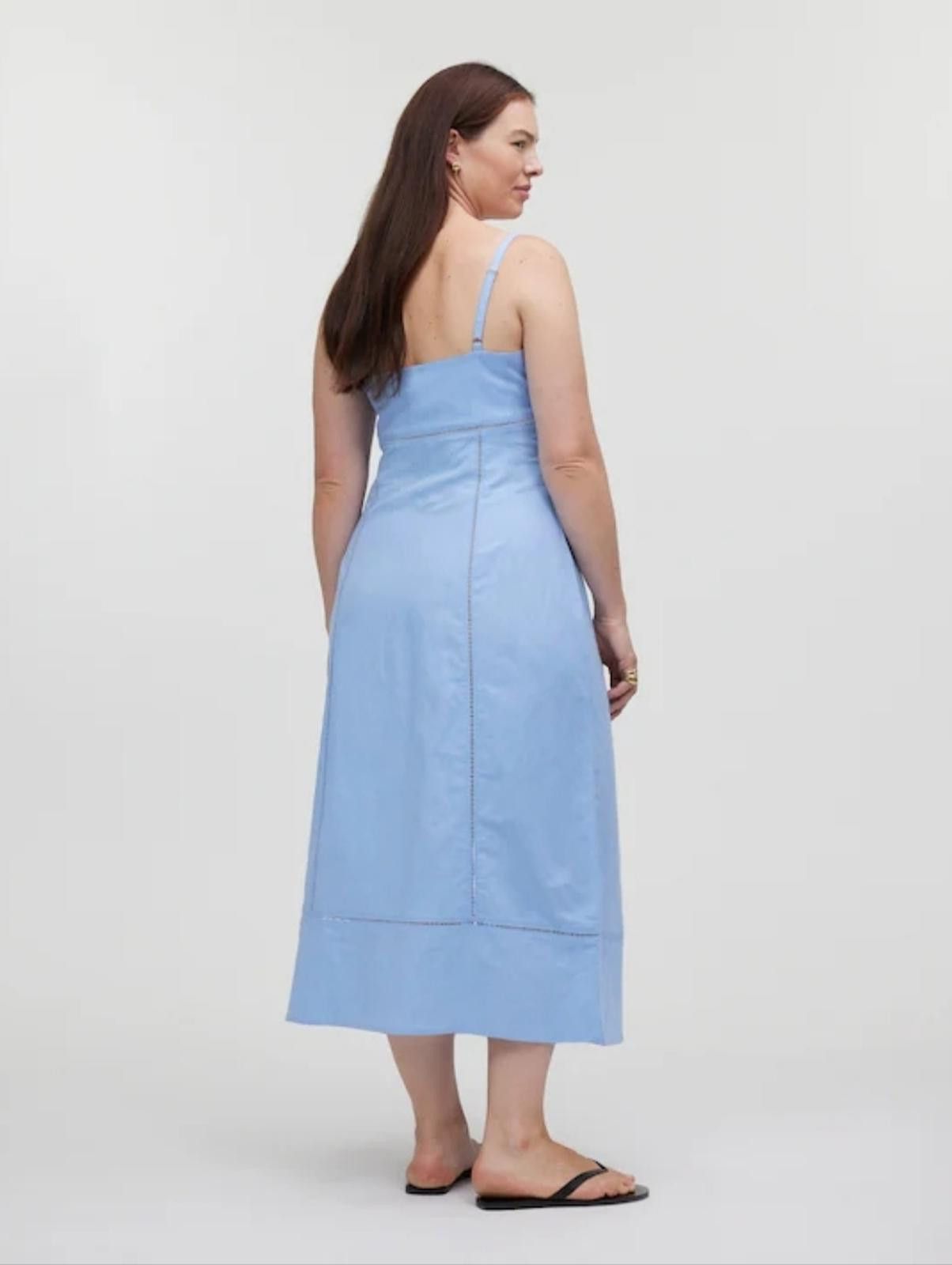 Madewell Sweetheart Midi Dress in Linen-Cotton Blend - crrs.pl