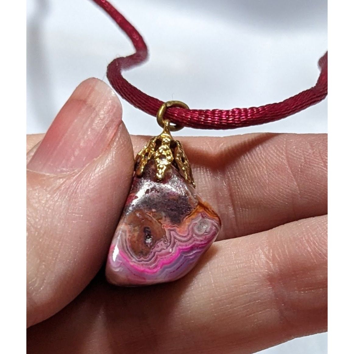 Other Dyed Pink Natural Agate Pendant Necklace Size ONE SIZE - 7 Thumbnail