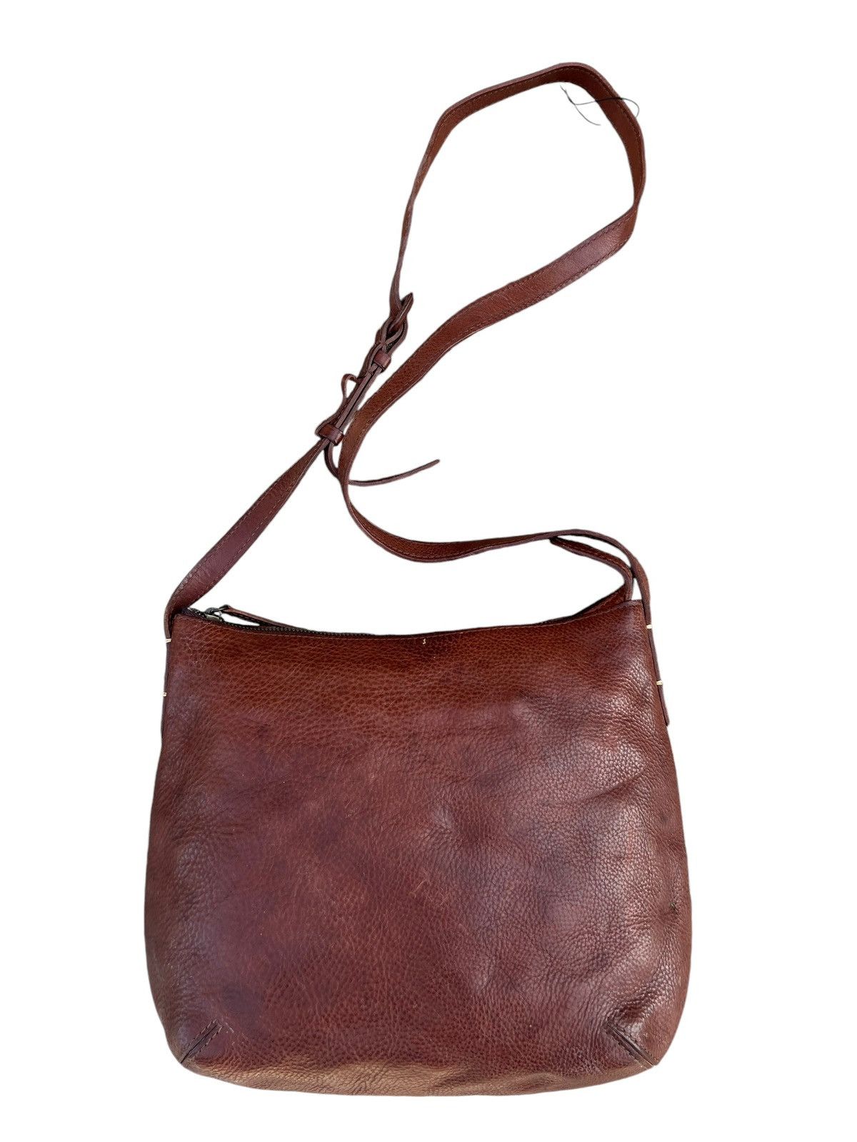 Leather Genten Japan Patina Brown Solid Leather Bag Sling Size ONE SIZE - 9 Thumbnail