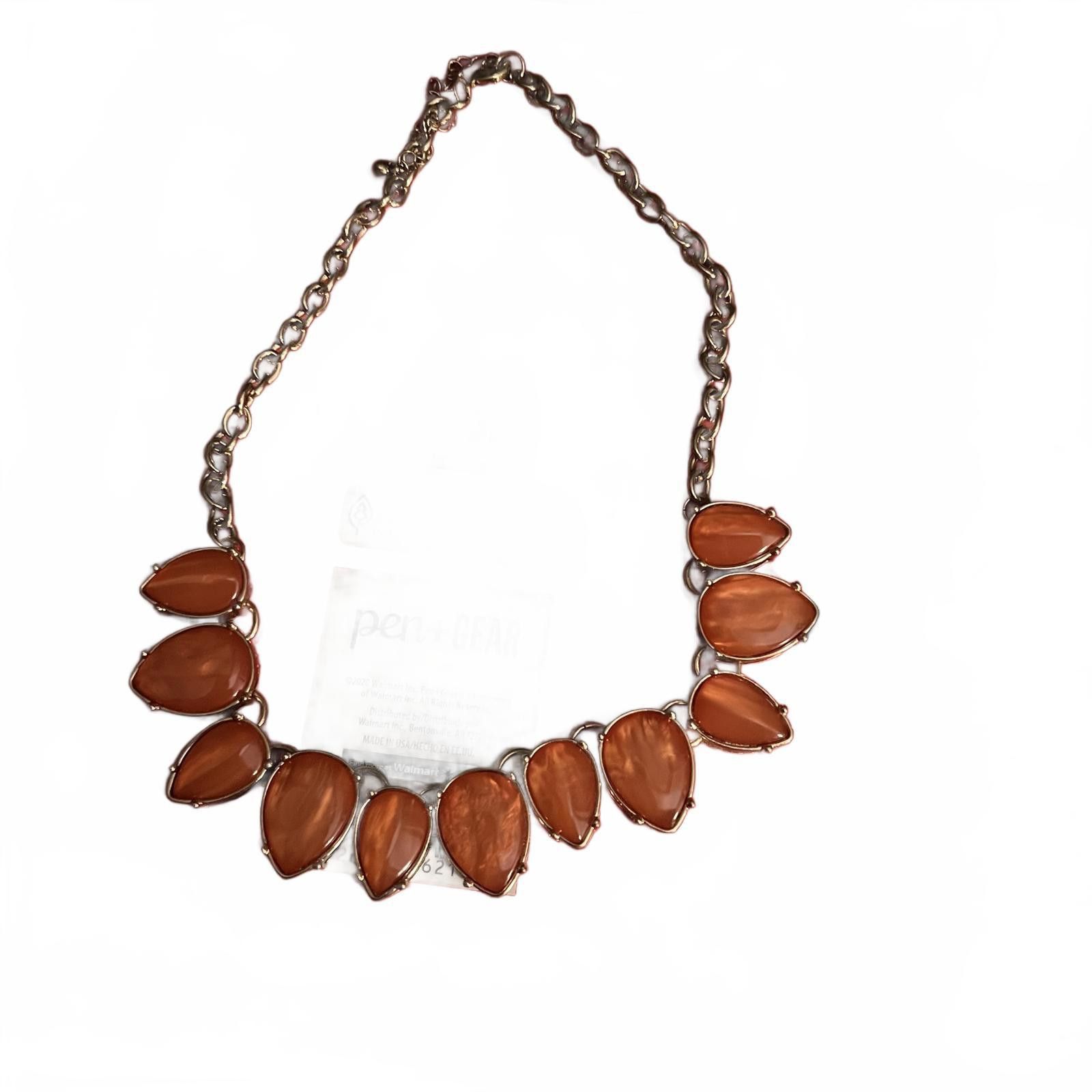 Unknown London Orange Stone Statement Necklace with Gold Chain Size ONE SIZE - 2 Thumbnail