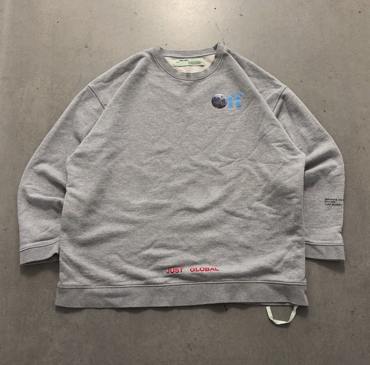 Kith × Off-White Kith x Off White Just Global Gray Crewneck Sweatshirt Size US XXL / EU 58 / 5 - 1 Thumbnail