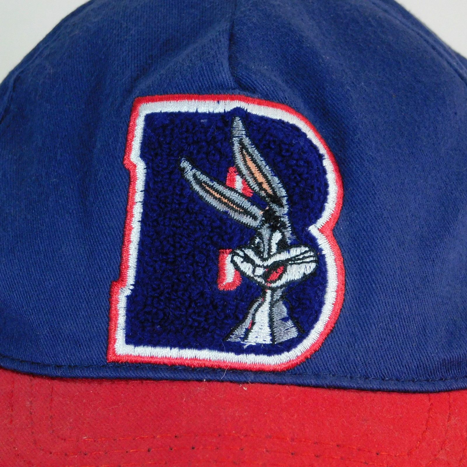 Acme Clothing 90s Bugs Bunny Hat Snapback Fuzzy B Blue Red Adjustable Size ONE SIZE - 2 Thumbnail