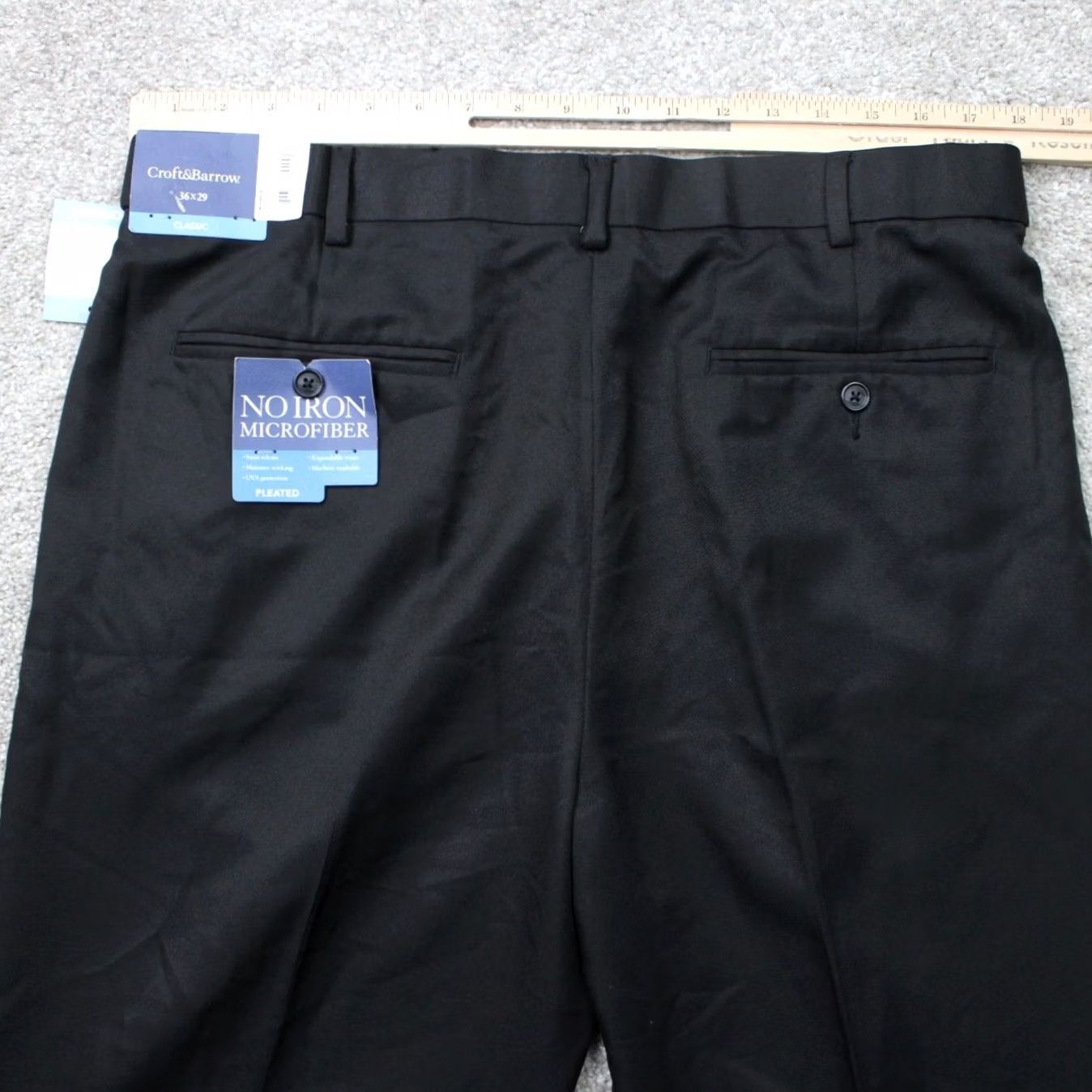Croft & Barrow Croft & Barrow Pants Mens 36x30 Black NWT Dress Pants Classic Flat Front Stretch Easy Care Cotton Polyester Size US 36 / EU 52 - 6 Thumbnail