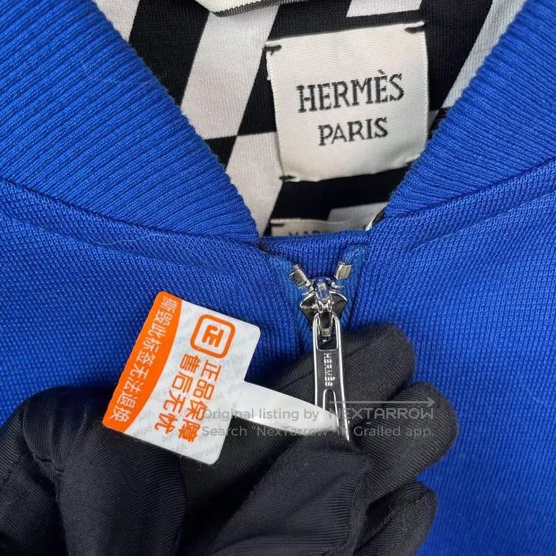 Hermes Hermes Sapphire blue cotton stand collar zippered long sle Size XS / US 0-2 / IT 36-38 - 4 Thumbnail
