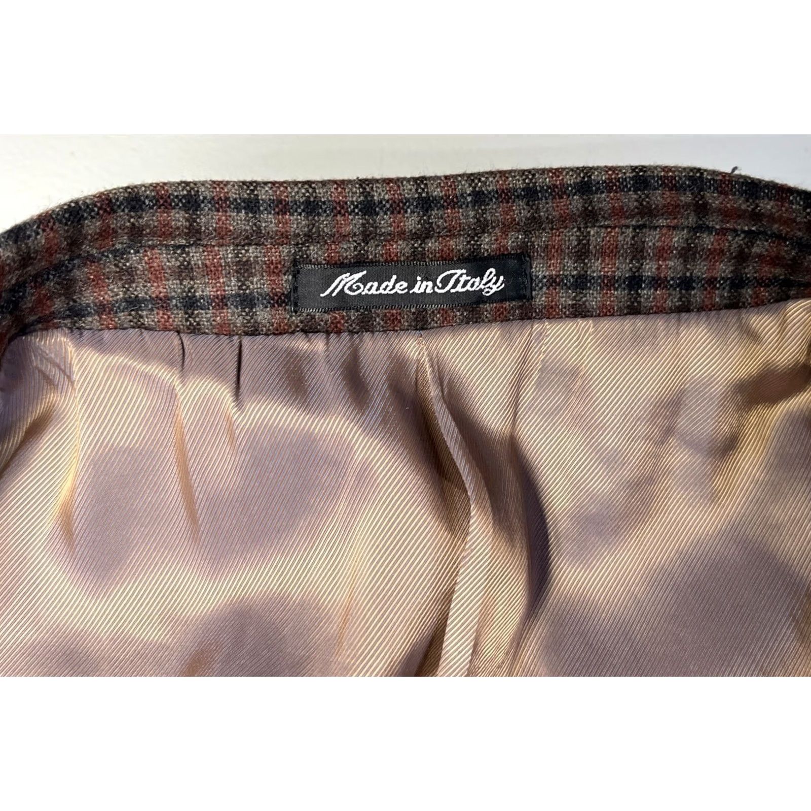 Vintage Sartoria Tosi Blazer Jacket Wool Blend Plaid Elbow Patches Made in Italy Sz 40 R Brown Men’s Size 40R - 7 Thumbnail
