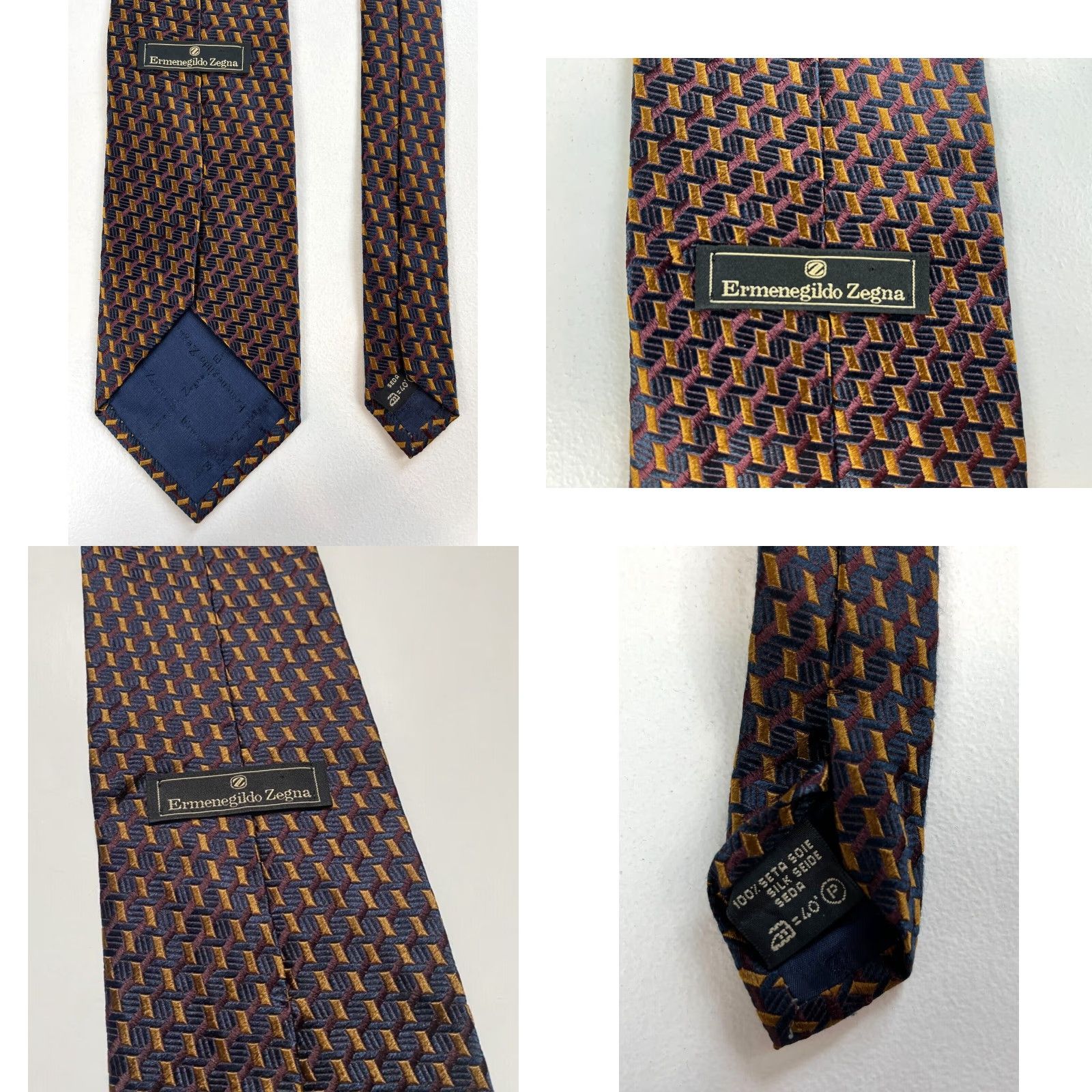 Ermenegildo Zegna VINTAGE Men's Ermenegildo Zegna Luxury Silk Tie Woven Textured Made in Italy Size ONE SIZE - 8 Thumbnail