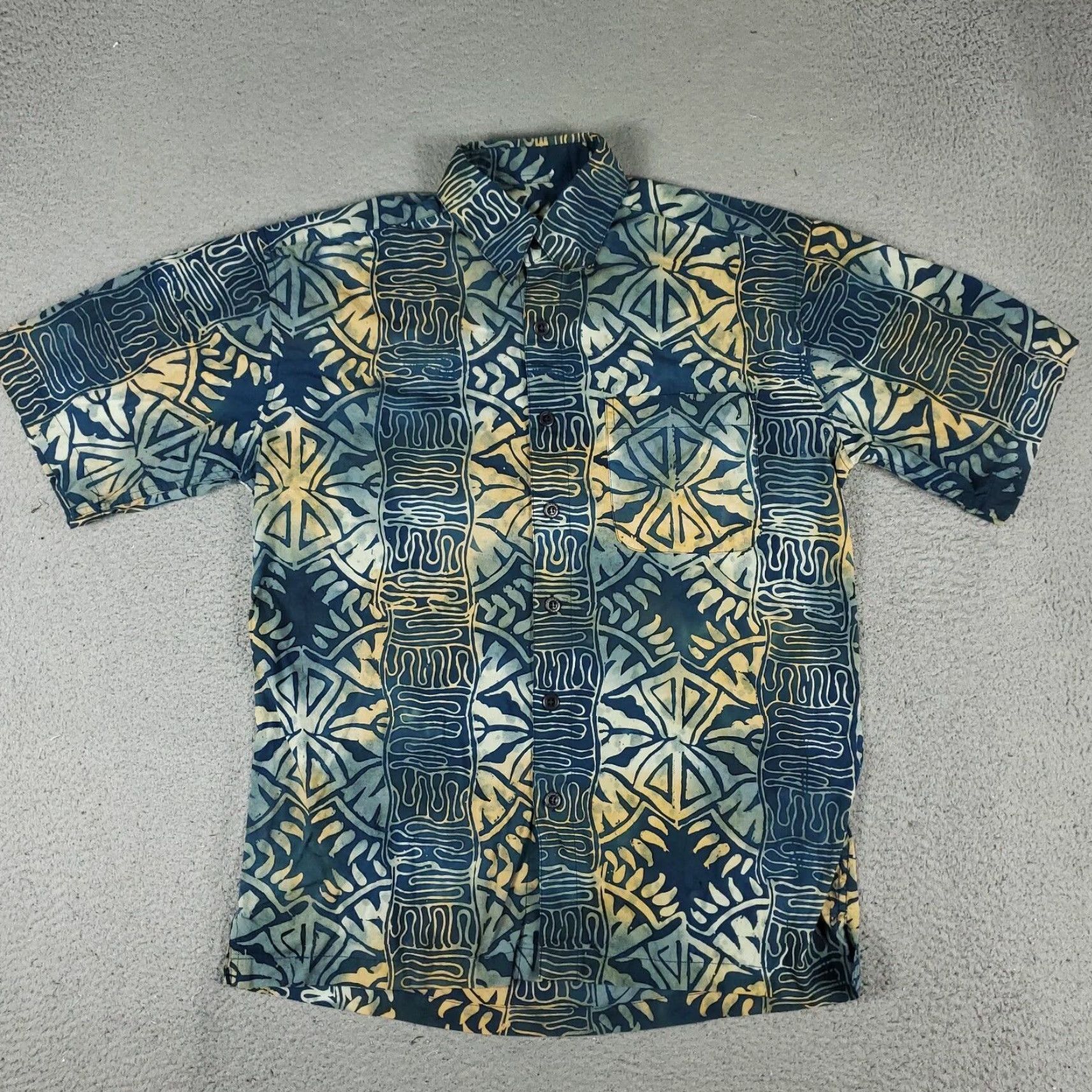 Vintage Johari West Men's Shirt Size Medium Casual Button-Up Short Sleeve Blue Cotton 90s Modern Size US M / EU 48-50 / 2 - 2 Thumbnail