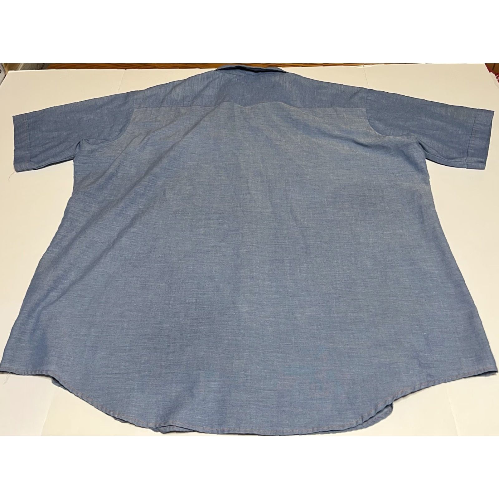 J Brand VINTAGE DEE CEE BRAND Western Shirt Cowboy Pearl Snap Blue Chambray 3XL Mens Shrt Sleeves Short Collared Snap Buttons Size US XXL / EU 58 / 5 - 3 Thumbnail