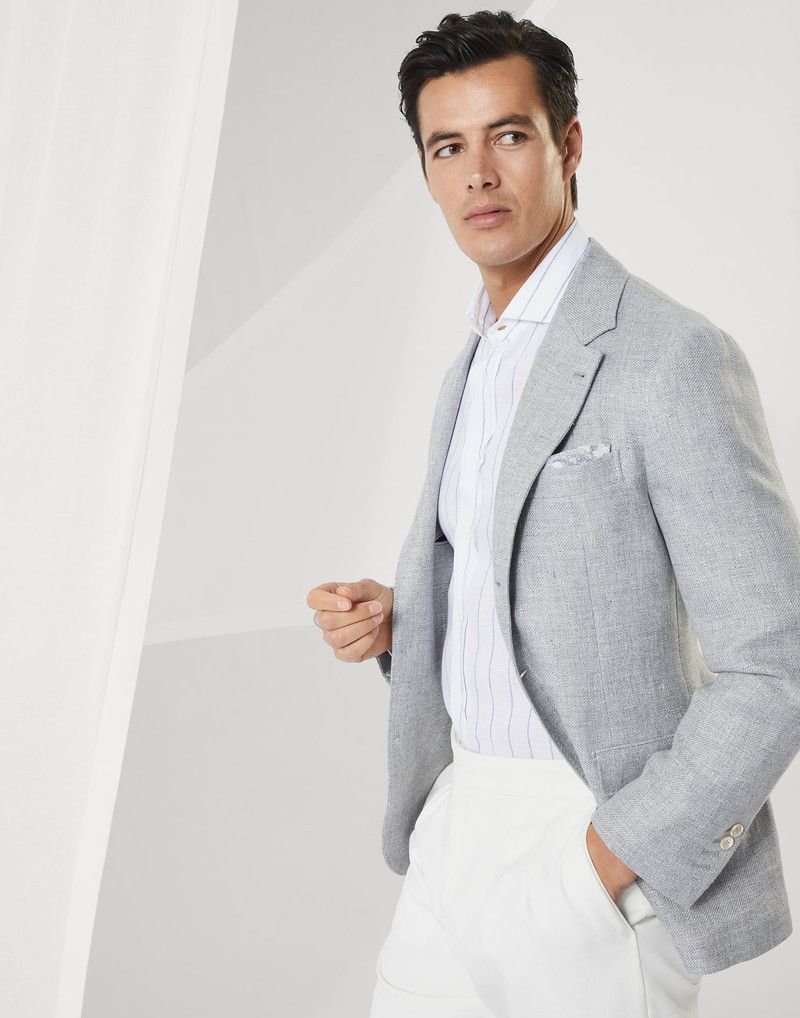 Brunello Cucinelli o1la1rc1a0326 Stripe Linen Fit Shirt in White Size US L / EU 52-54 / 3 - 4 Thumbnail