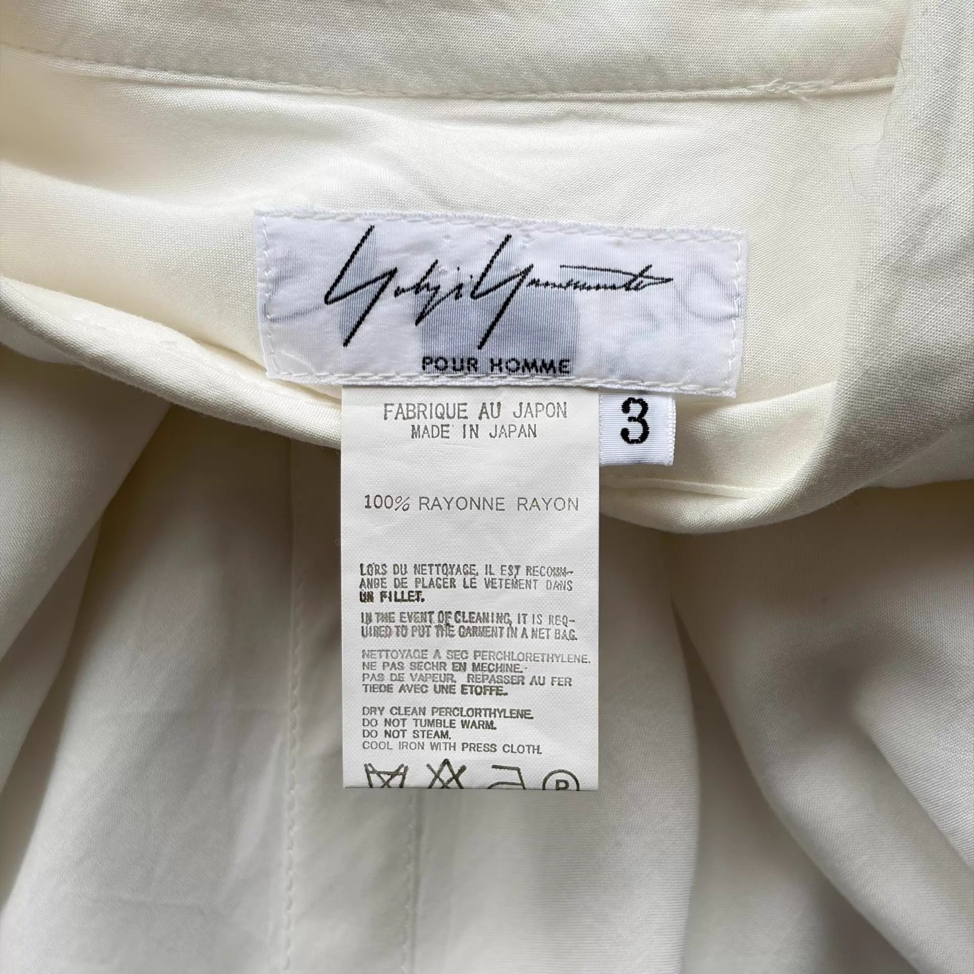 Yohji Yamamoto Yohji Yamamoto 03AW Mens Arc-Cut Rayon White Shirt Size US L / EU 52-54 / 3 - 6 Thumbnail