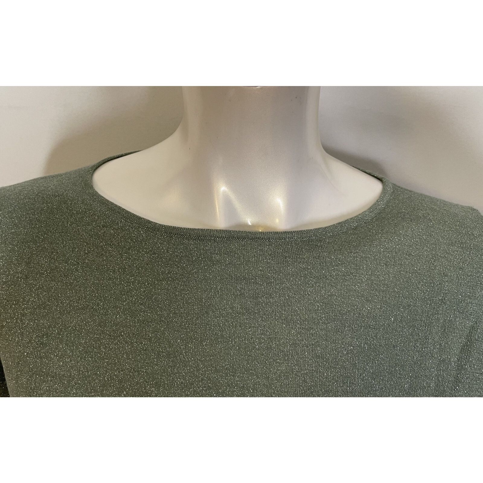 Brunello Cucinelli Brunello Cucinelli Green Sparkle Cashmere Silk LS Top XL Size XL / US 12-14 / IT 48-50 - 7 Thumbnail