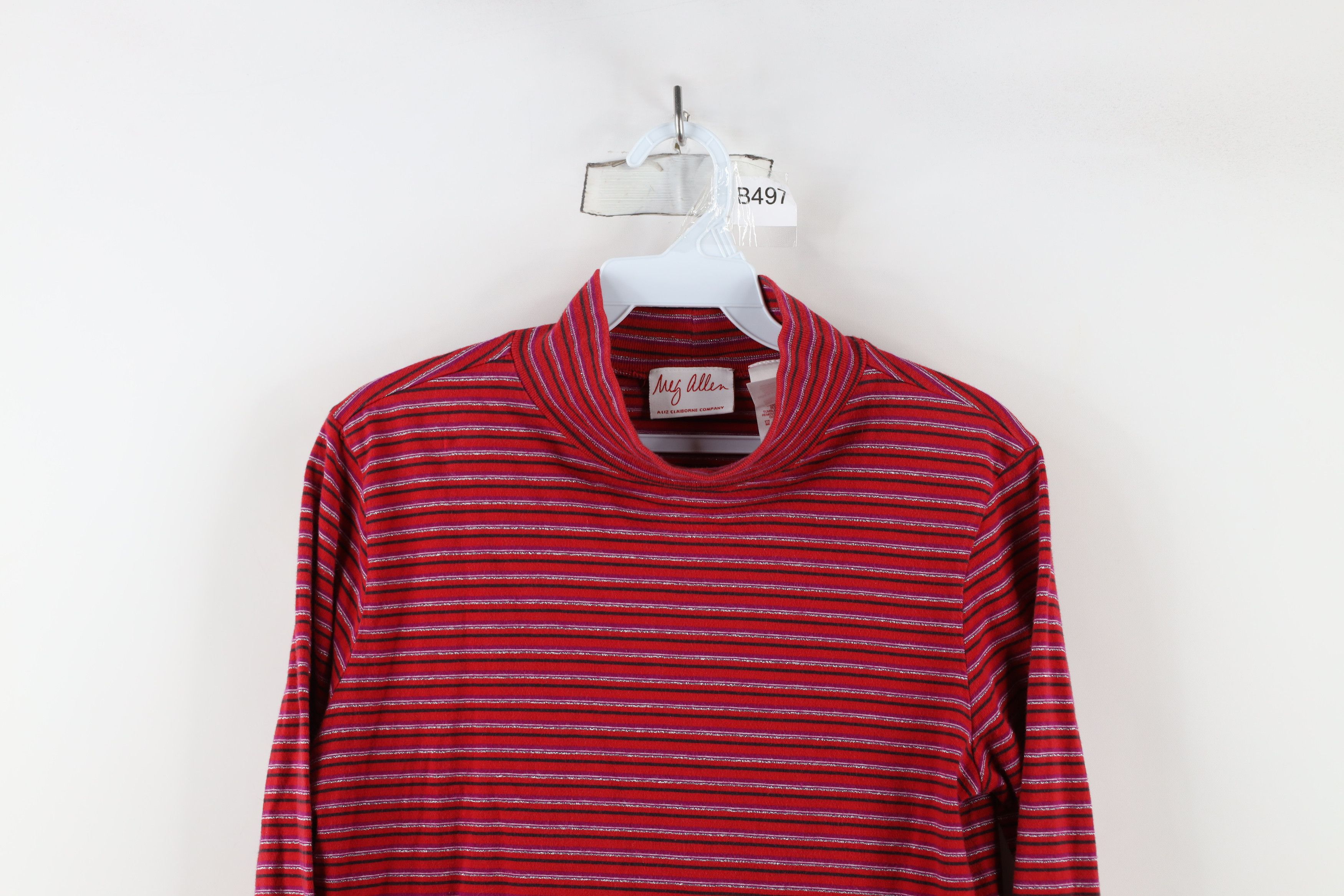 Vintage Vintage 90s Streetwear Striped Mock Neck Long Sleeve T-Shirt Size US S / EU 44-46 / 1 - 2 Thumbnail
