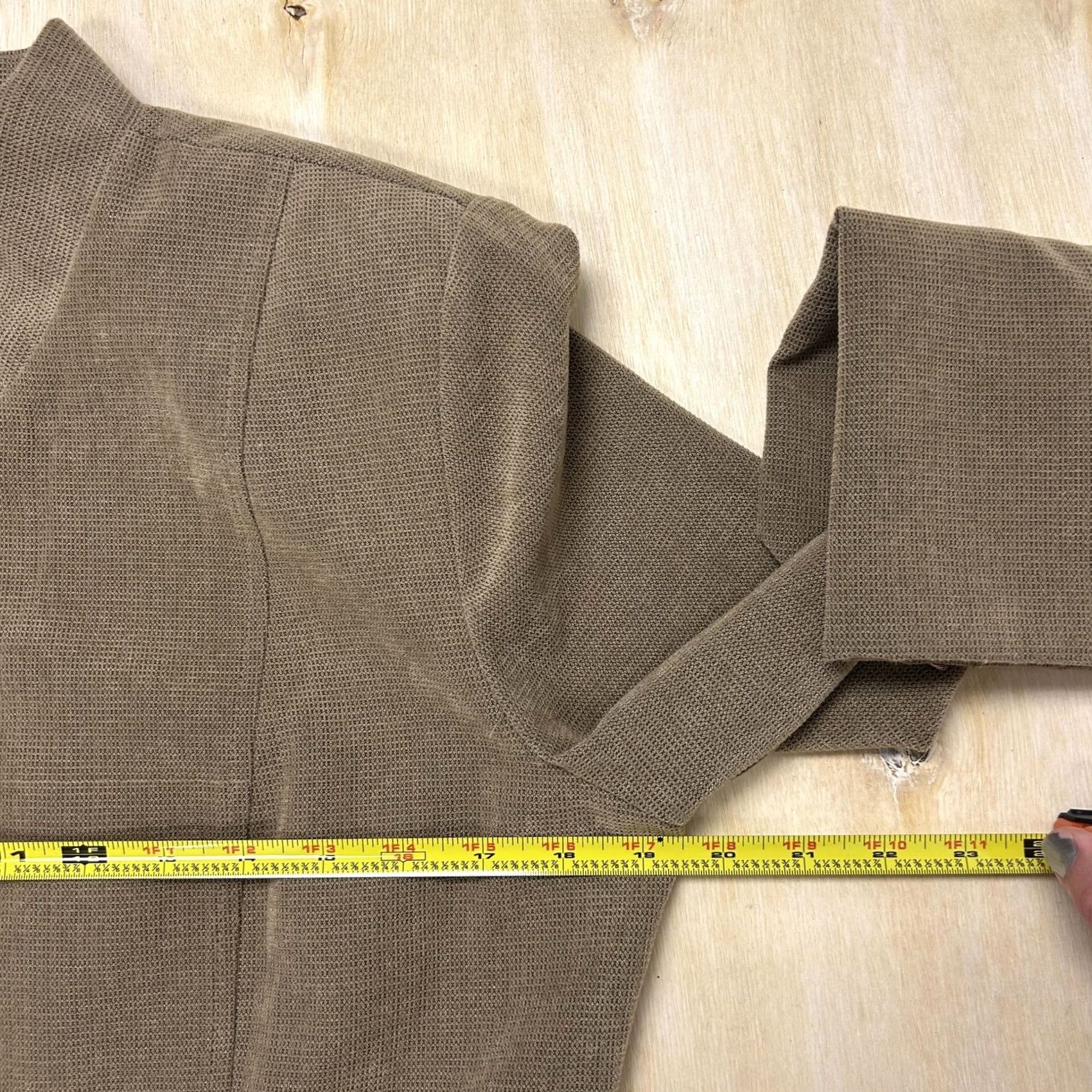 Vintage Vintage R&K Originals Blazer Jacket Womens 8 Beige Knit Full Zip Collared Lightweight Size M / US 6-8 / IT 42-44 - 3 Thumbnail