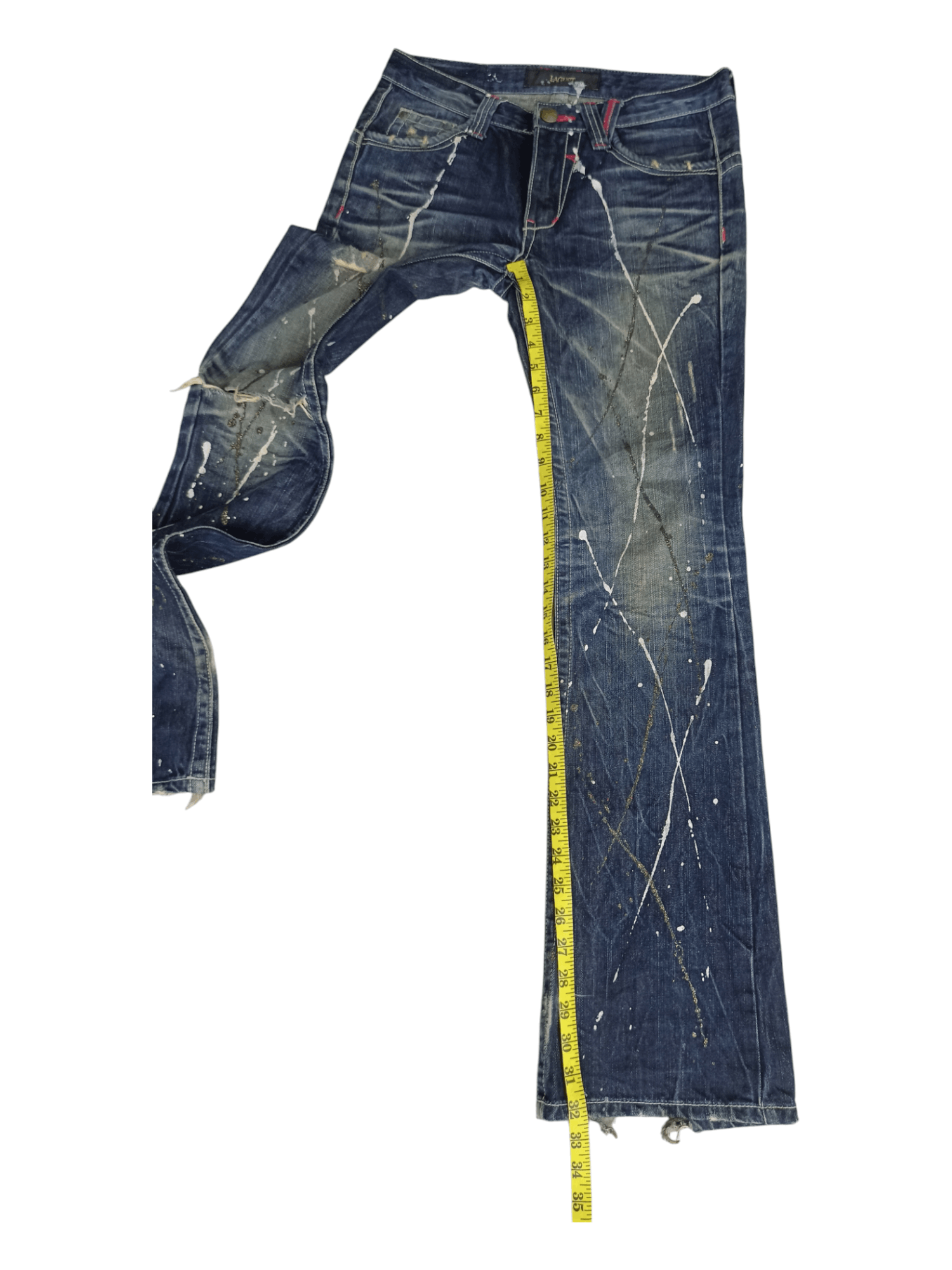 Japanese Brand Lagust Paint Splatter Mud Wash Distressed Flare Jeans Size US 30 / EU 46 - 21 Thumbnail