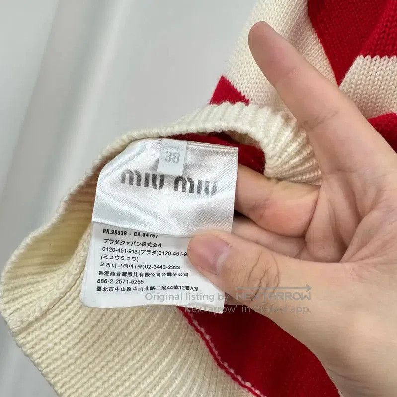 Miu Miu Miu Miu Red and White Striped Cropped Sweater . Size M / US 6-8 / IT 42-44 - 6 Thumbnail