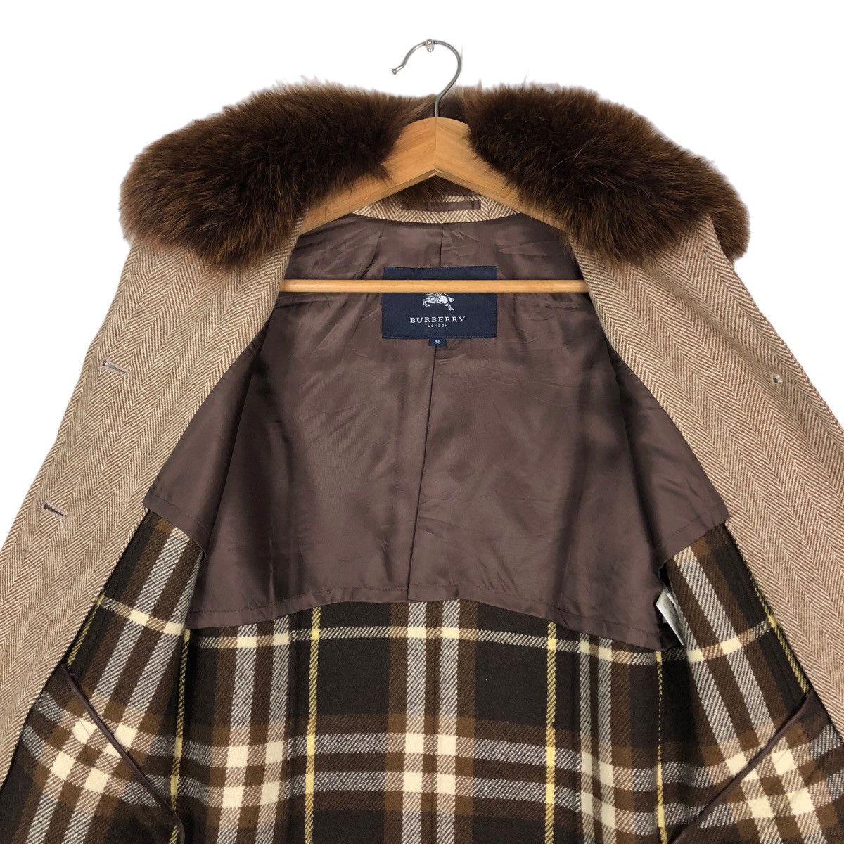 Burberry 🔥Vintage Wool Jacket Burberry Nova Check Mink Fur Collar Size US M / EU 48-50 / 2 - 14 Thumbnail
