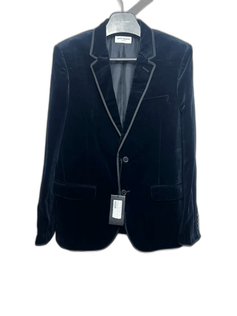 Saint Laurent Paris Saint Laurent Blue Velvet Blazer Jacket Size US L / EU 52-54 / 3 - 1 Thumbnail