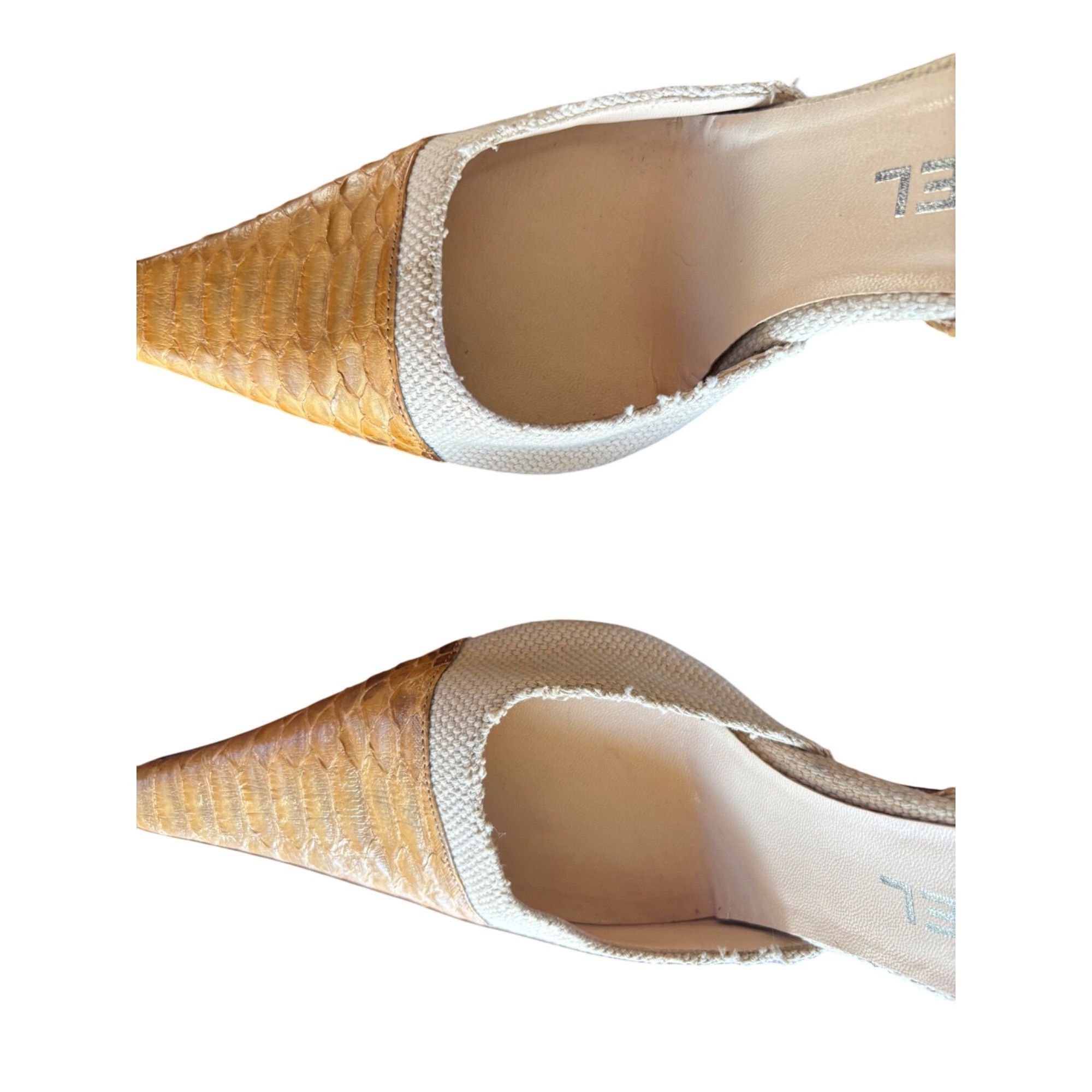 Chanel Chanel Womens DOrsay Pointed Toe Pumps Yellow/Beige Snake Pr Size US 9 / IT 39 - 8 Thumbnail