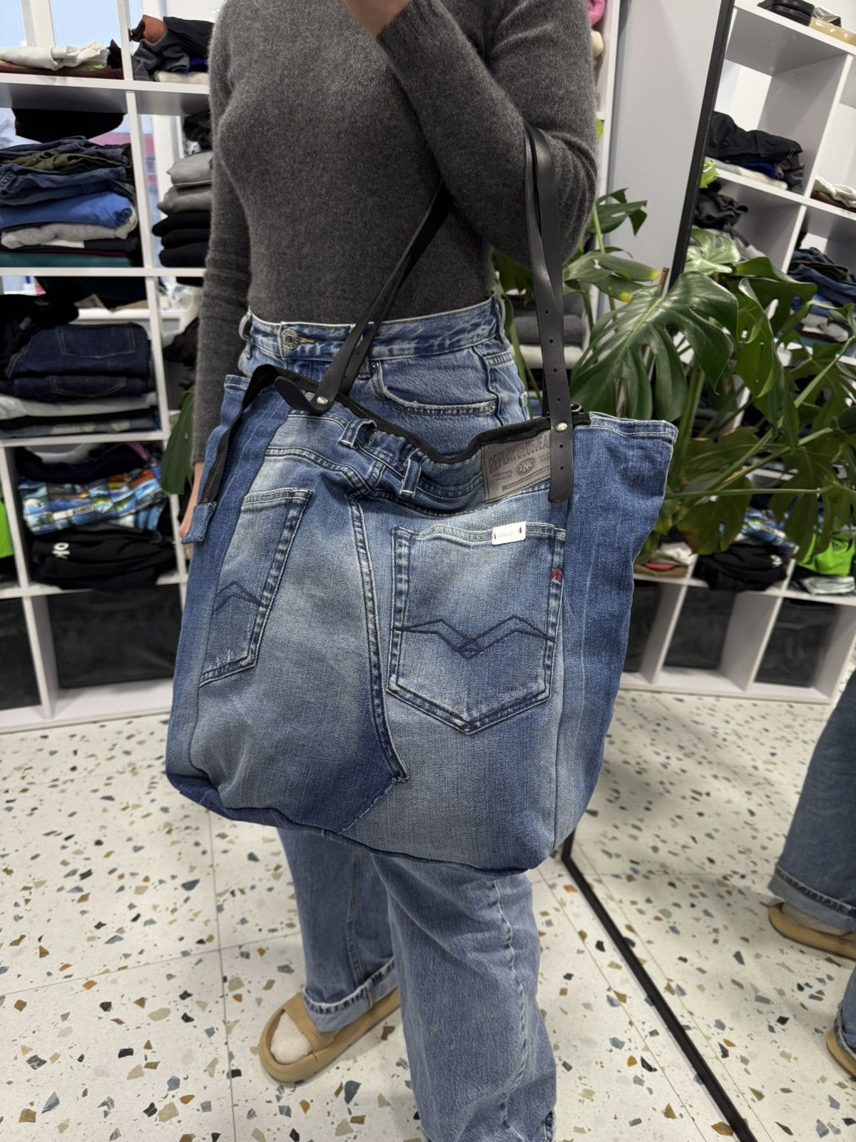 Replay Repley Upcycled denim bag Size ONE SIZE - 7 Thumbnail