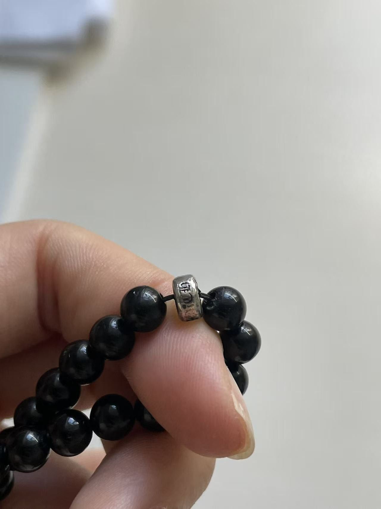Chrome Hearts Chrome Hearts 6mm Obsidian Silver Vine Heart Beaded Bracelet Size ONE SIZE - 10 Thumbnail