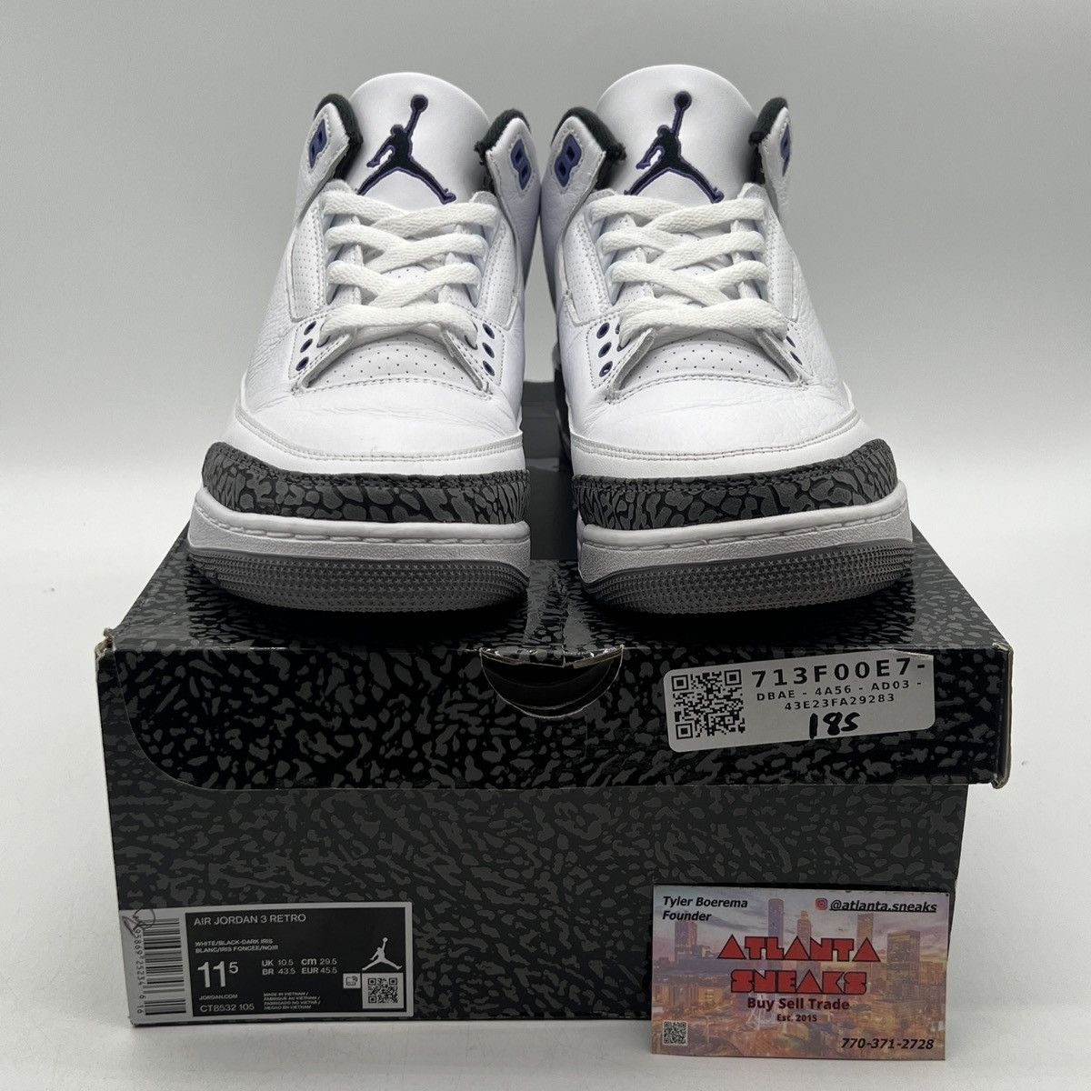 Jordan Brand Air Jordan 3 Dark Iris Size US 11.5 / EU 44-45 - 2 Thumbnail