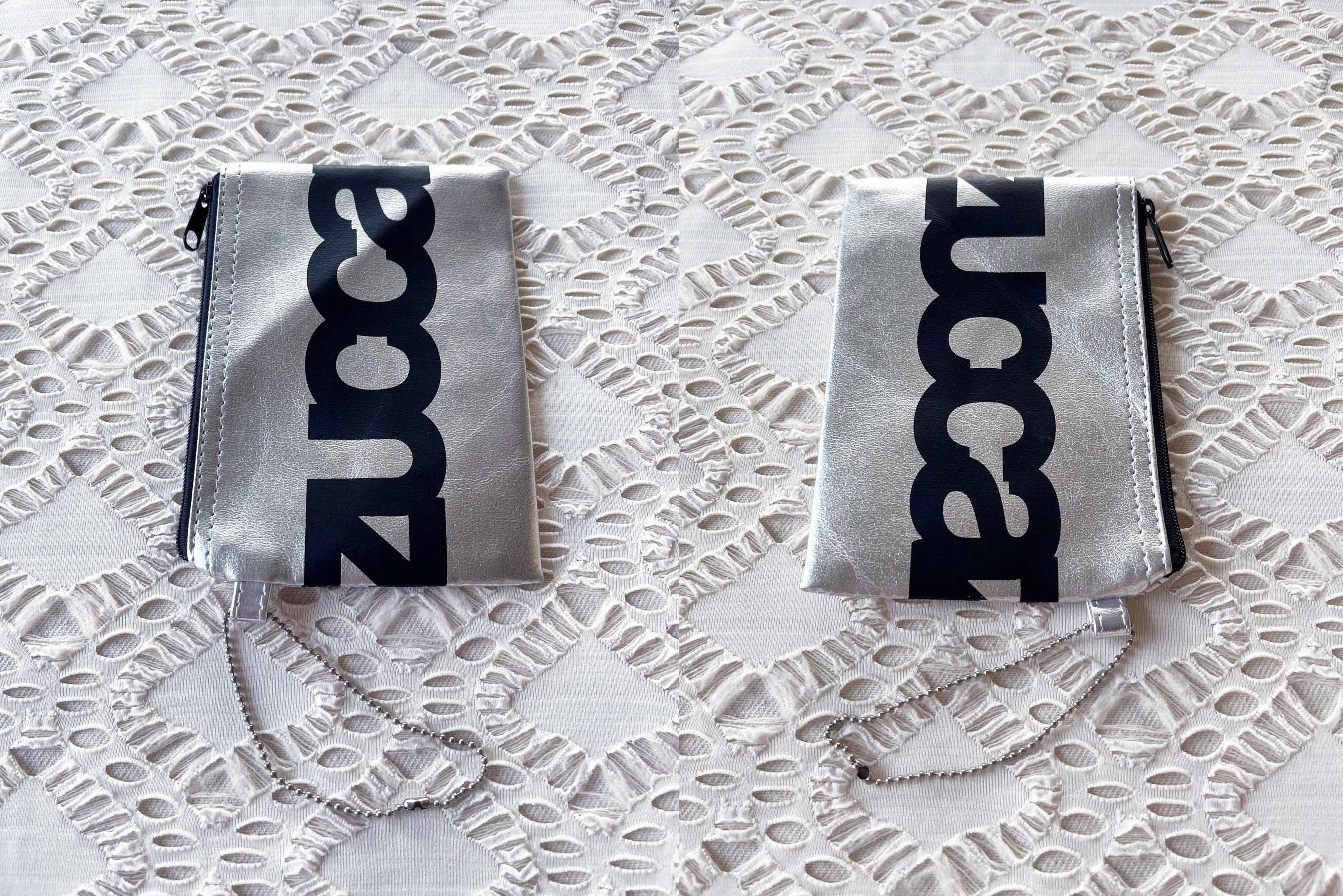 Zucca ZUCCA Silver metallic coin purse with black logo printed Size ONE SIZE - 7 Thumbnail