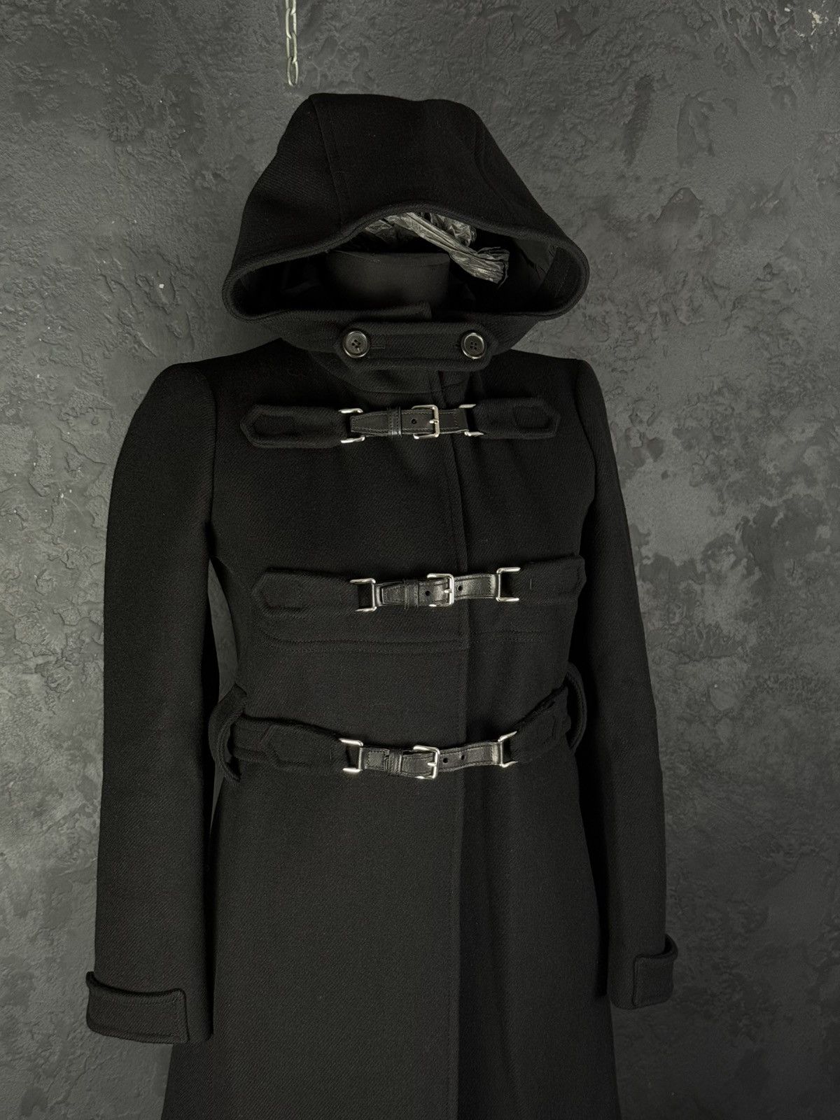 Prada 2000s Prada Women’s Black Buckled Wool Long Duffle Coat Size S / US 4 / IT 40 - 3 Thumbnail