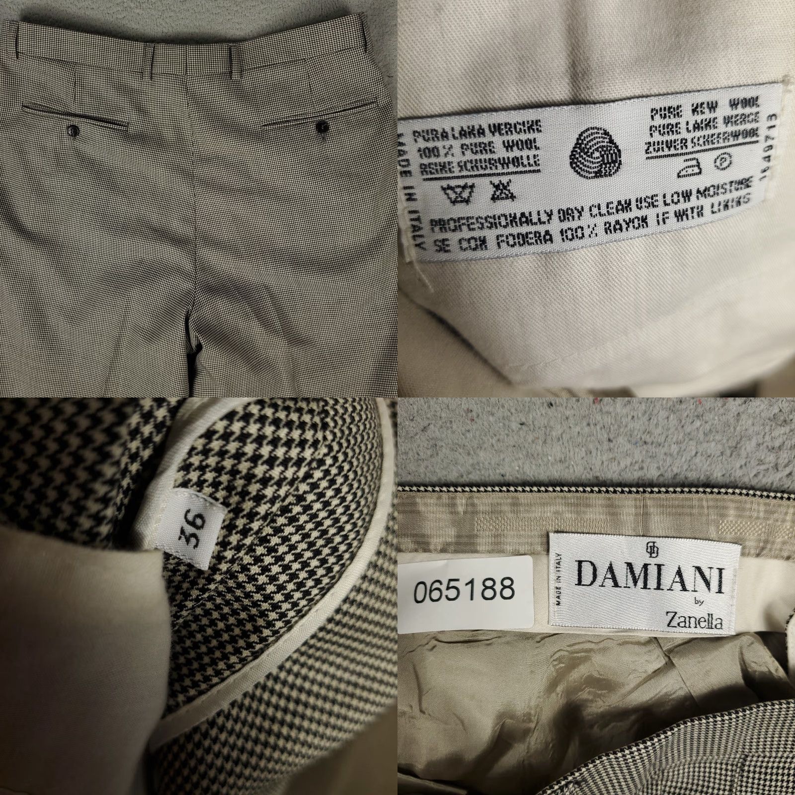 Zanella Zanella Pants Mens 36x30 Brown Houndstooth Wool Pleated Dress Slacks Trousers Size US 36 / EU 52 - 8 Thumbnail