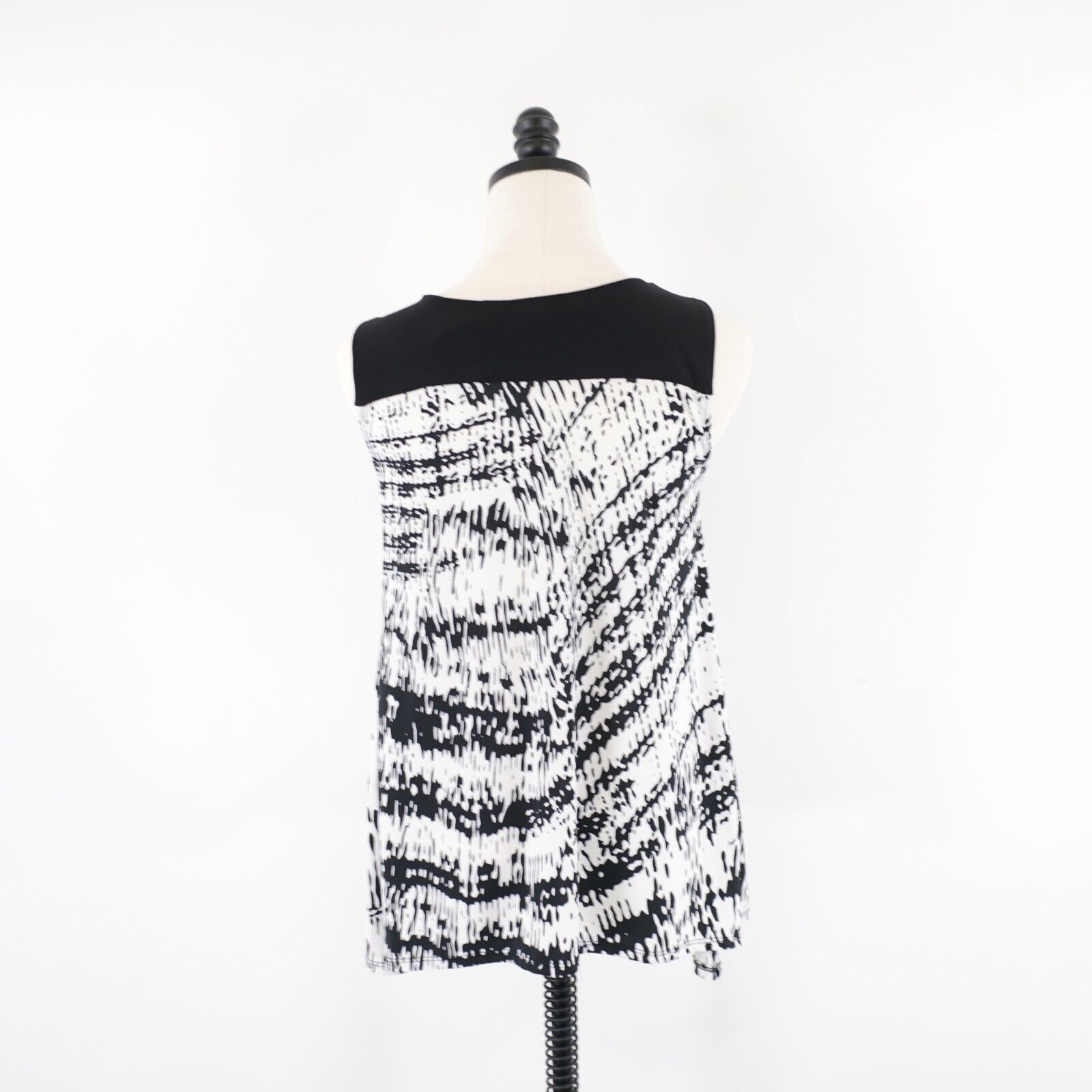 Designer Yuni Los Angeles Small Black White Keyhole Sleeveless Blouse Size S / US 4 / IT 40 - 4 Thumbnail