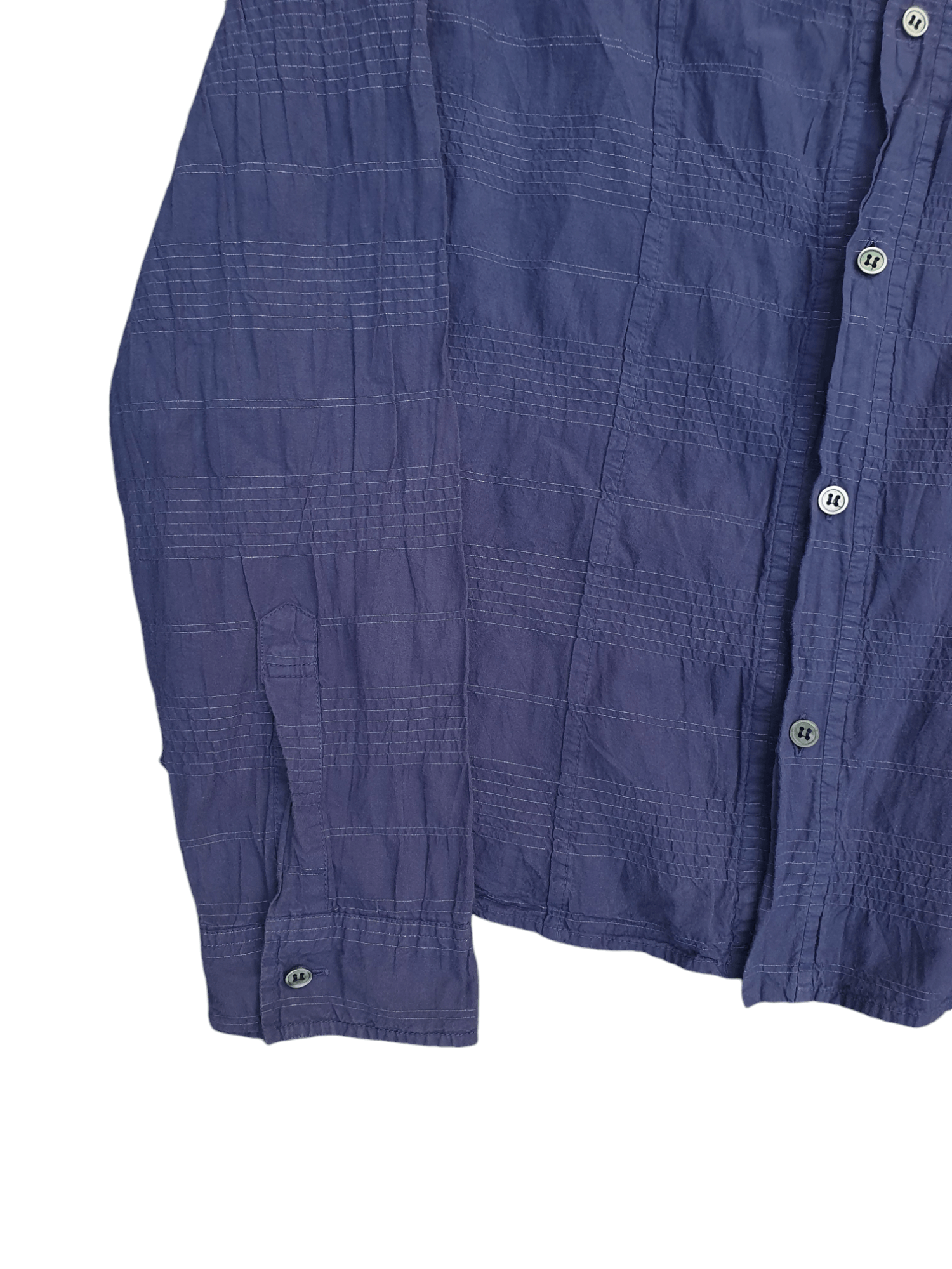 Homme Plisse Issey Miyake Pleated Indigo Dyed Mandarin Collar Shirt Size US S / EU 44-46 / 1 - 5 Thumbnail