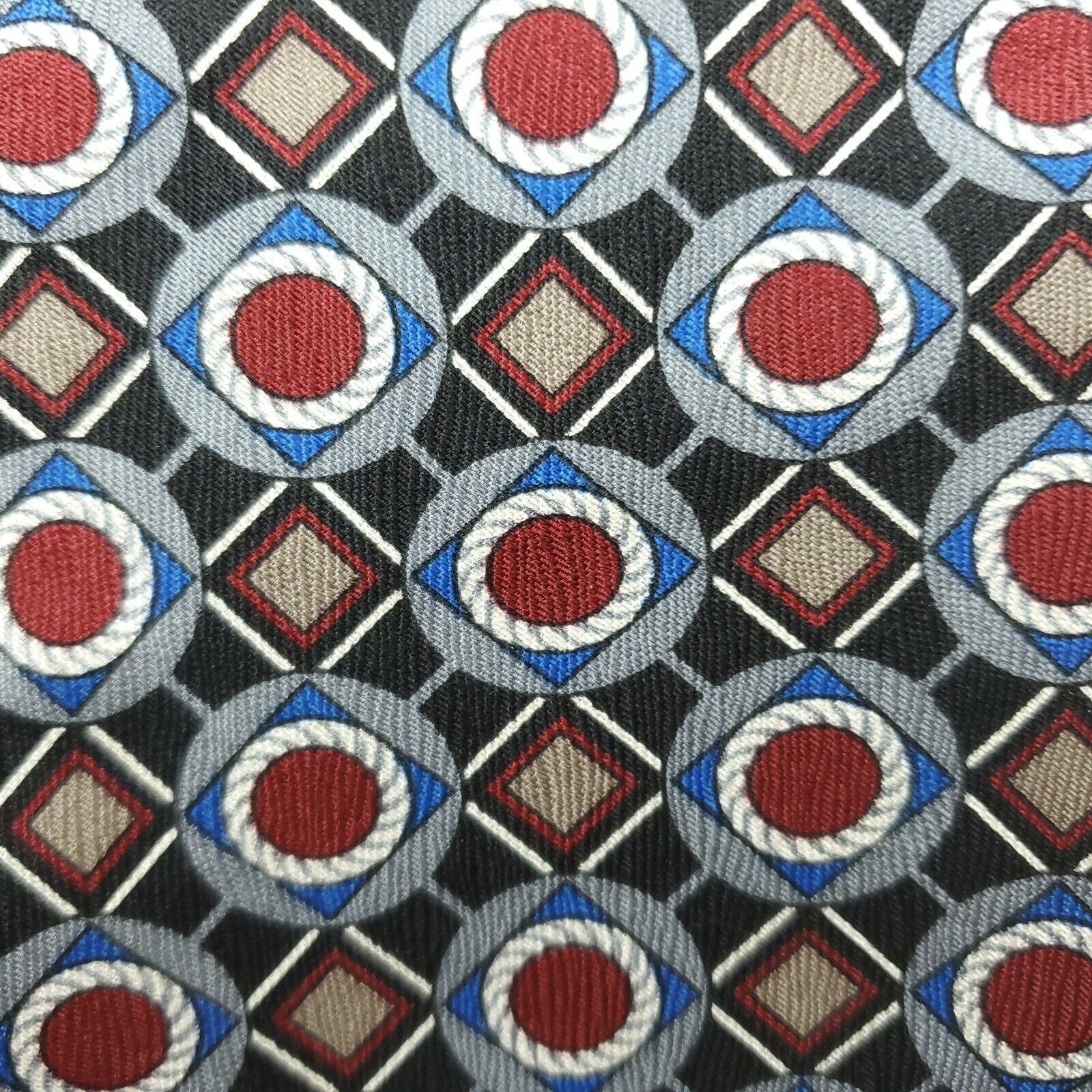 Henry Grethel Henry Grethel Black Red Geometric Silk Tie Wide Size ONE SIZE - 2 Thumbnail