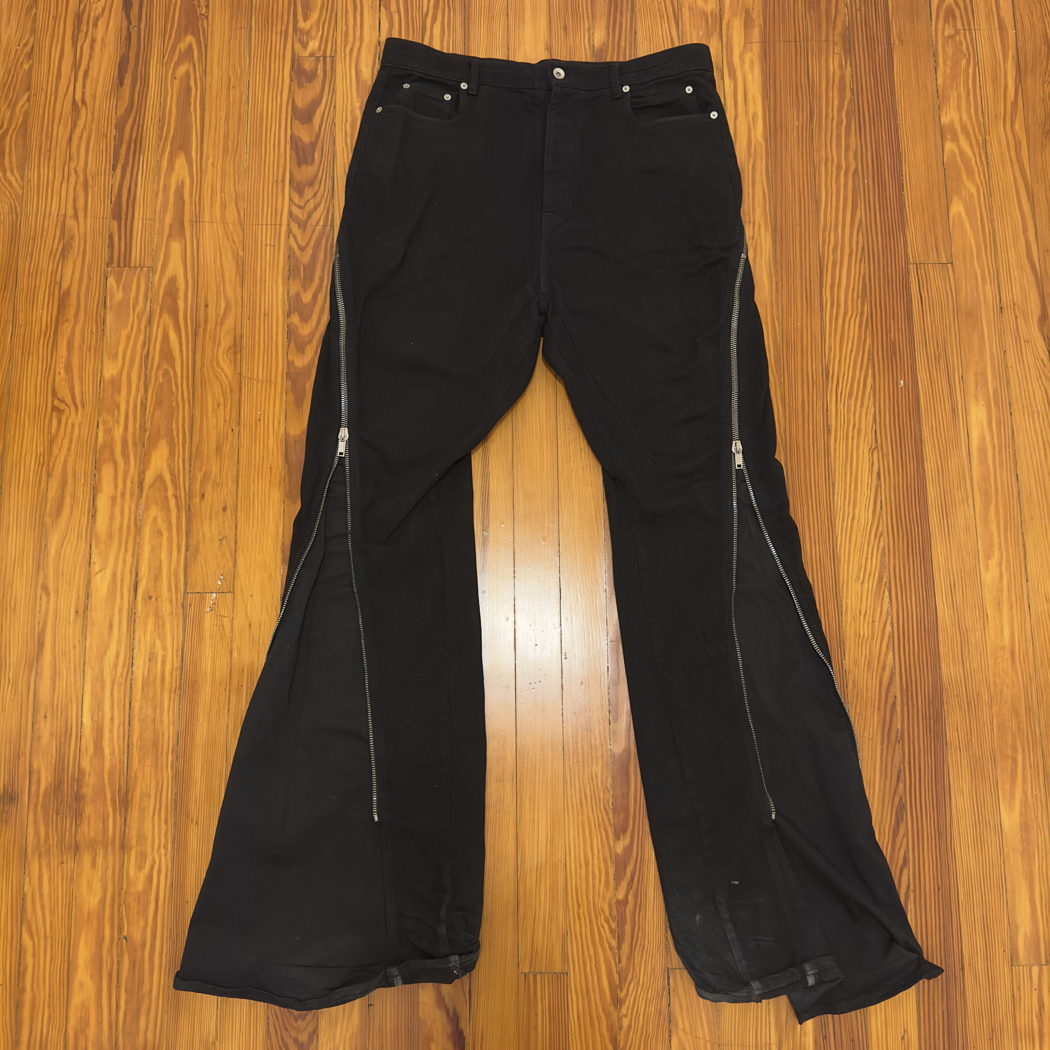 Rick Owens RICK OWENS ZIP-DETAIL FLARED TROUSERS Size US 33 - 1 Thumbnail