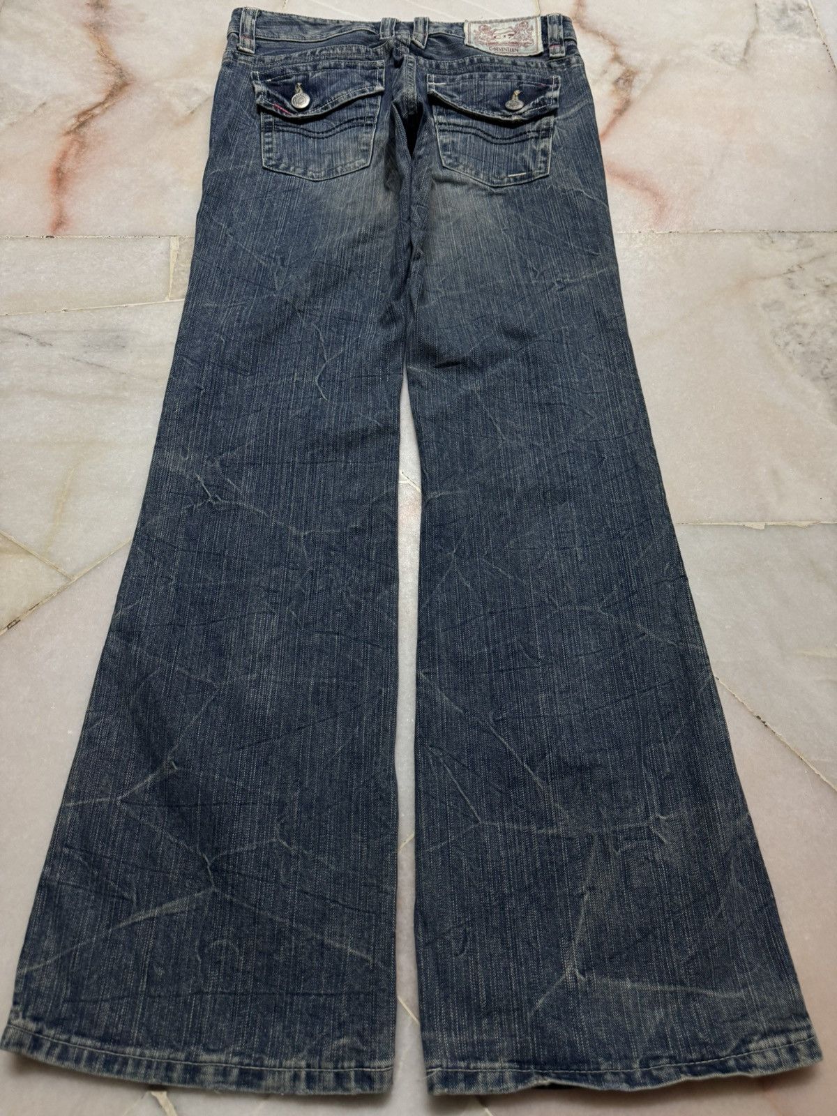 Tornado Mart 💥FLARE💥90's STYLE C-SEVENTEEN WHISKER CLAWMARK BELL BOTTOM Size US 29 - 10 Thumbnail