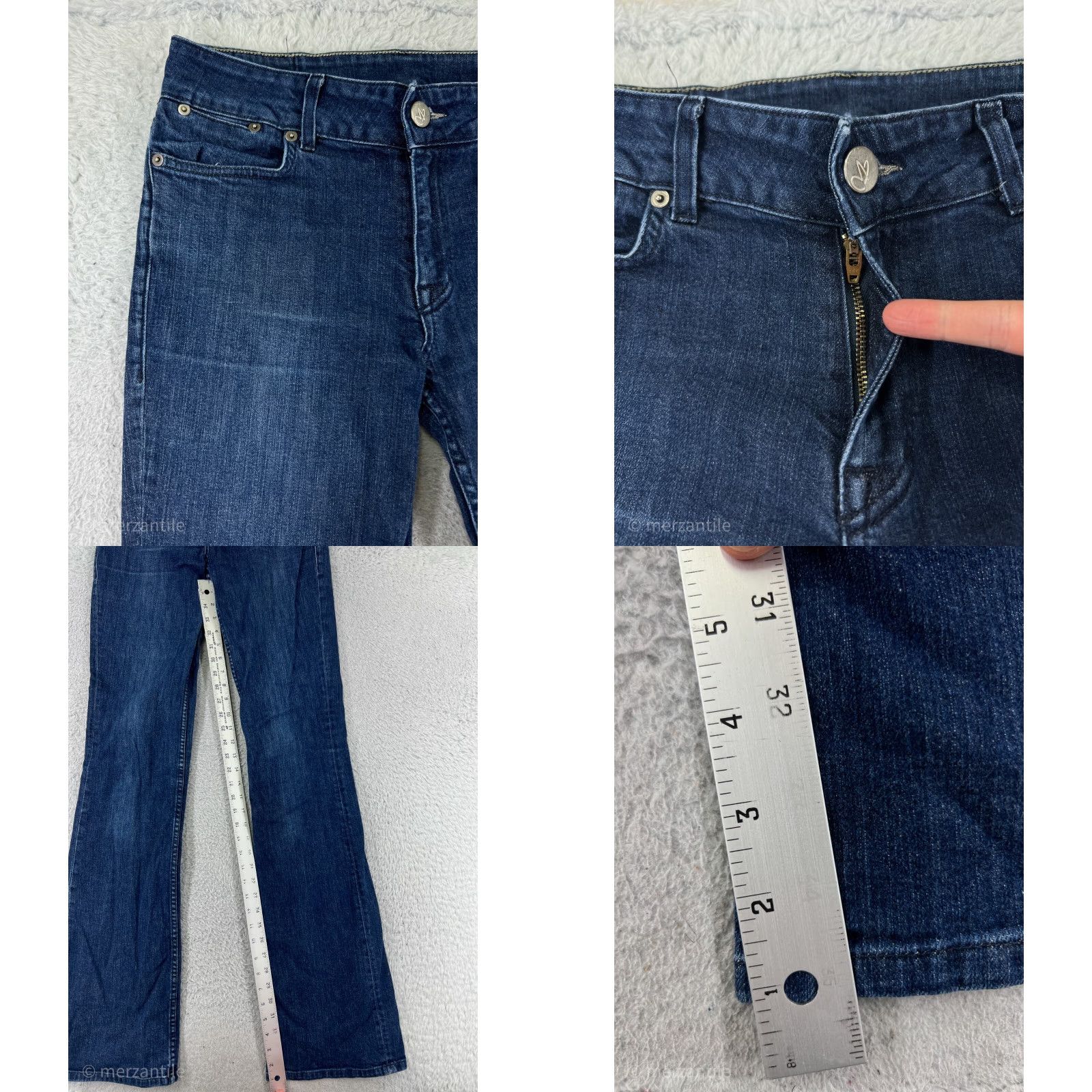 Vintage Tallwater Jeans Womens 8 Blue Denim Pitch Indigo Cotton Blend Flared USA Size 30" / US 8 / IT 44 - 8 Thumbnail