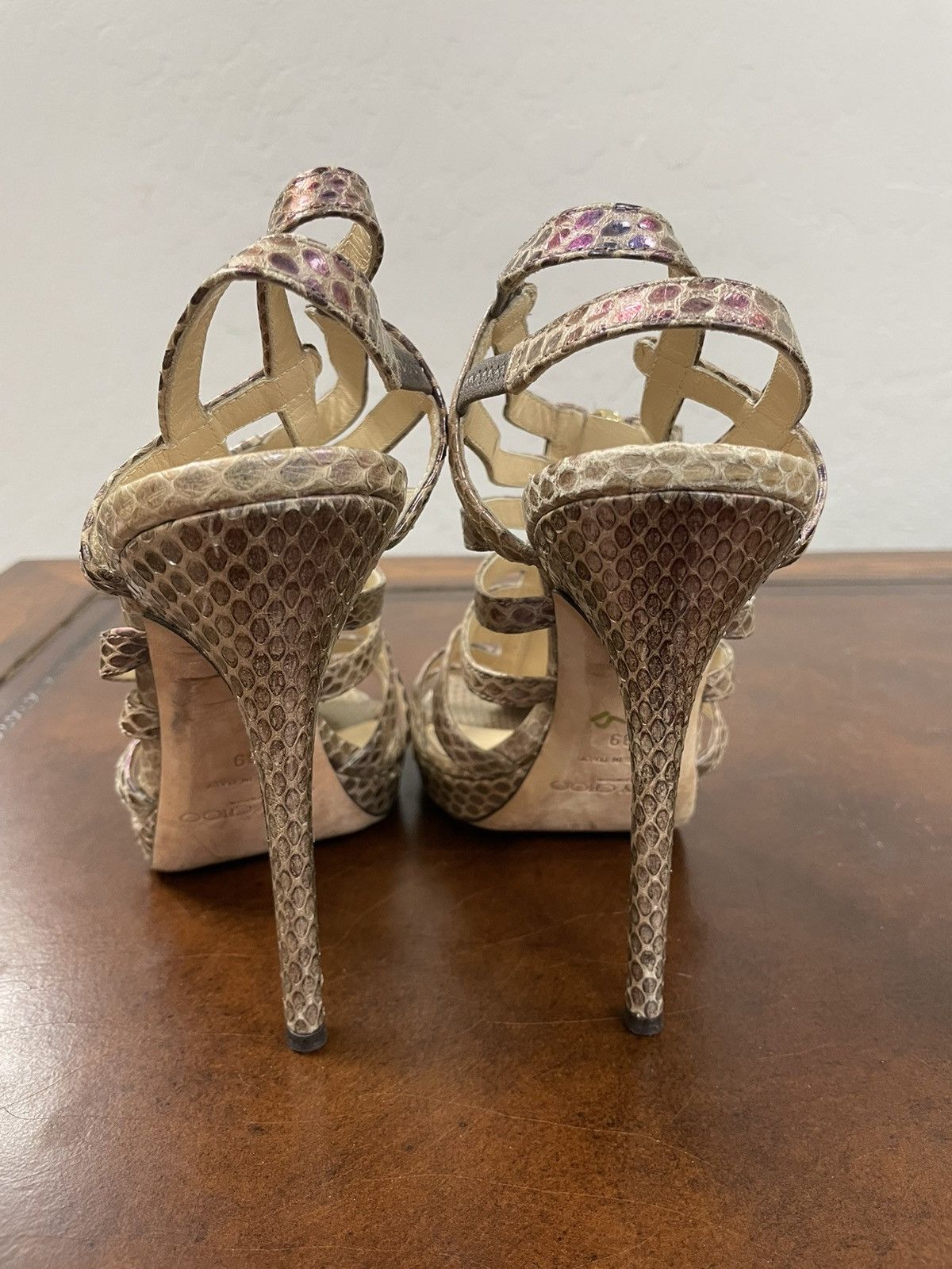 Jimmy Choo Glenys Snakeskin Platform Cage Sandal Size US 9 / IT 39 - 4 Thumbnail