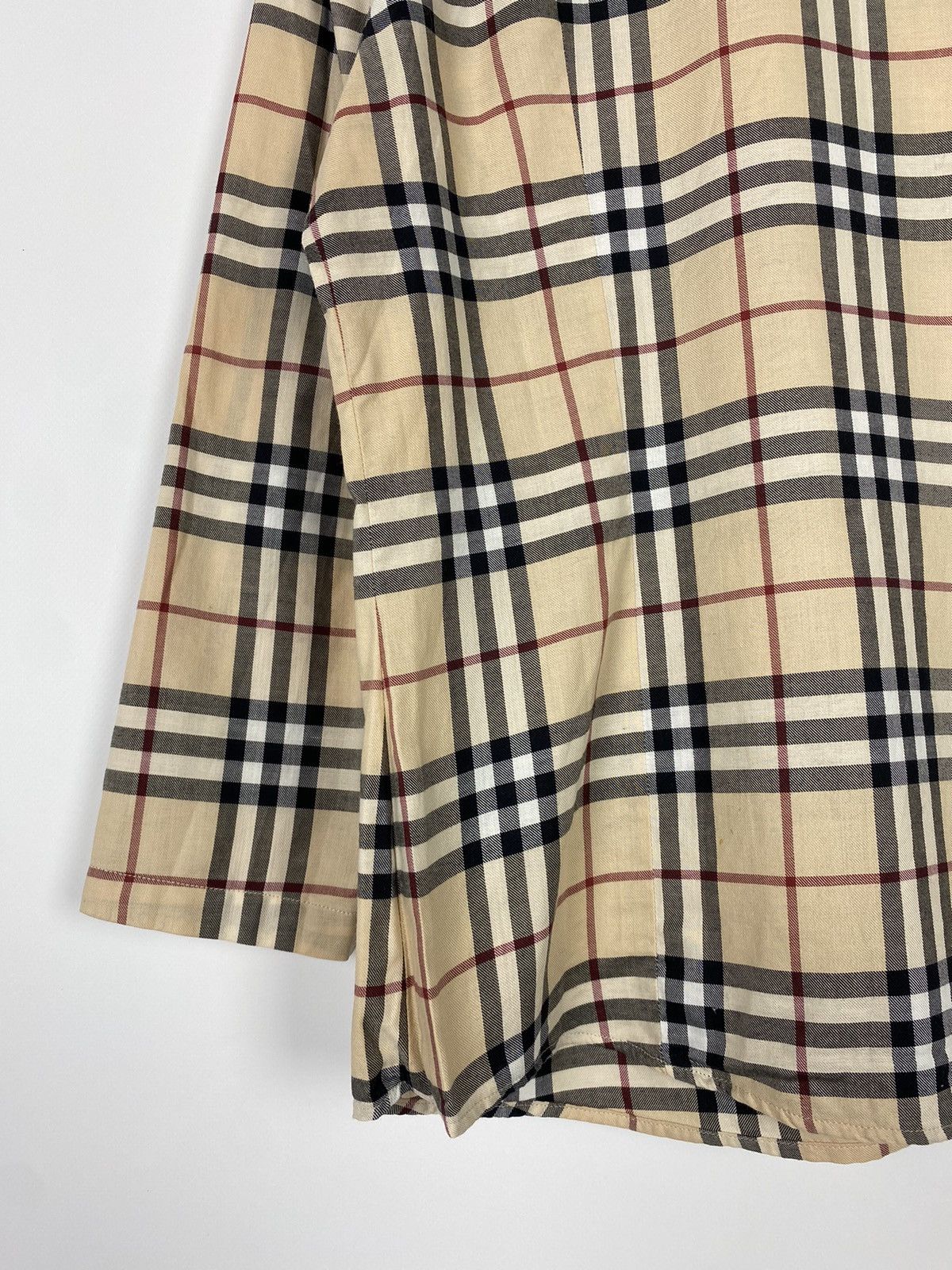 Burberry 1990s Vintage Burberry London Nova Check 3/4 Button Up Shirt Size L / US 10 / IT 46 - 12 Thumbnail