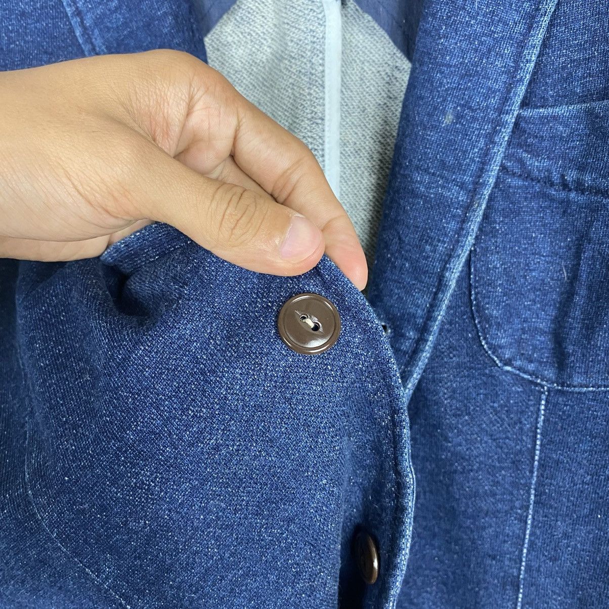 45rpm × Indigo × Japanese Brand 💥LOST DESSAU INDIGO INSPIRED KAPITAL BUTTON JACKET Size US M / EU 48-50 / 2 - 8 Thumbnail