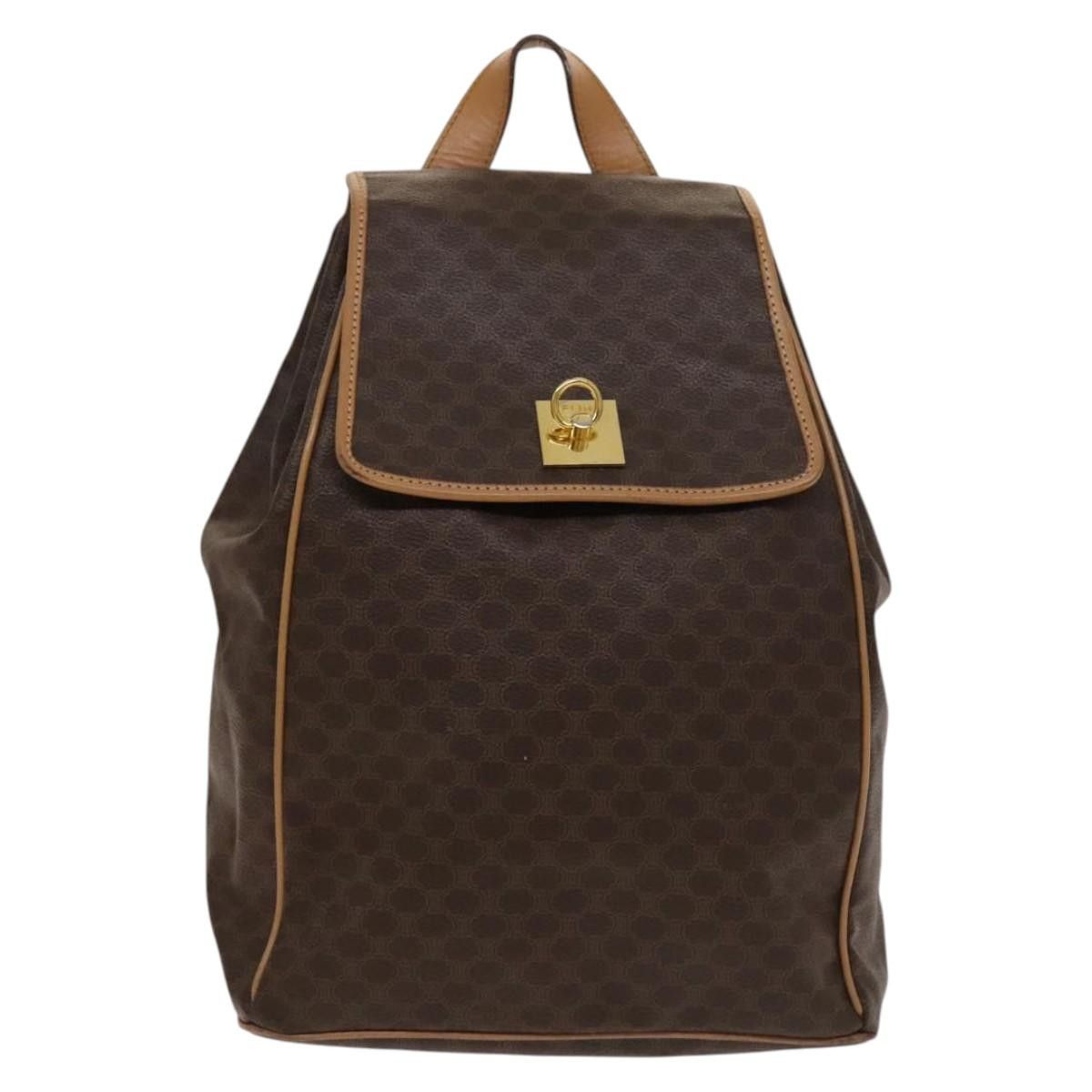 Celine CELINE Macadam Canvas Backpack Pvc Leather Brown Gold Size ONE SIZE - 1 Thumbnail