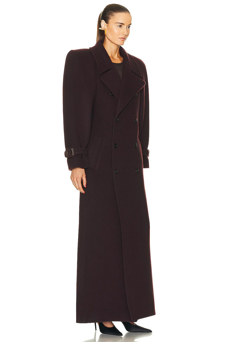 Saint Laurent Paris os11x0624 Wool Coats in Grenat Size S / US 4 / IT 40 - 3 Thumbnail