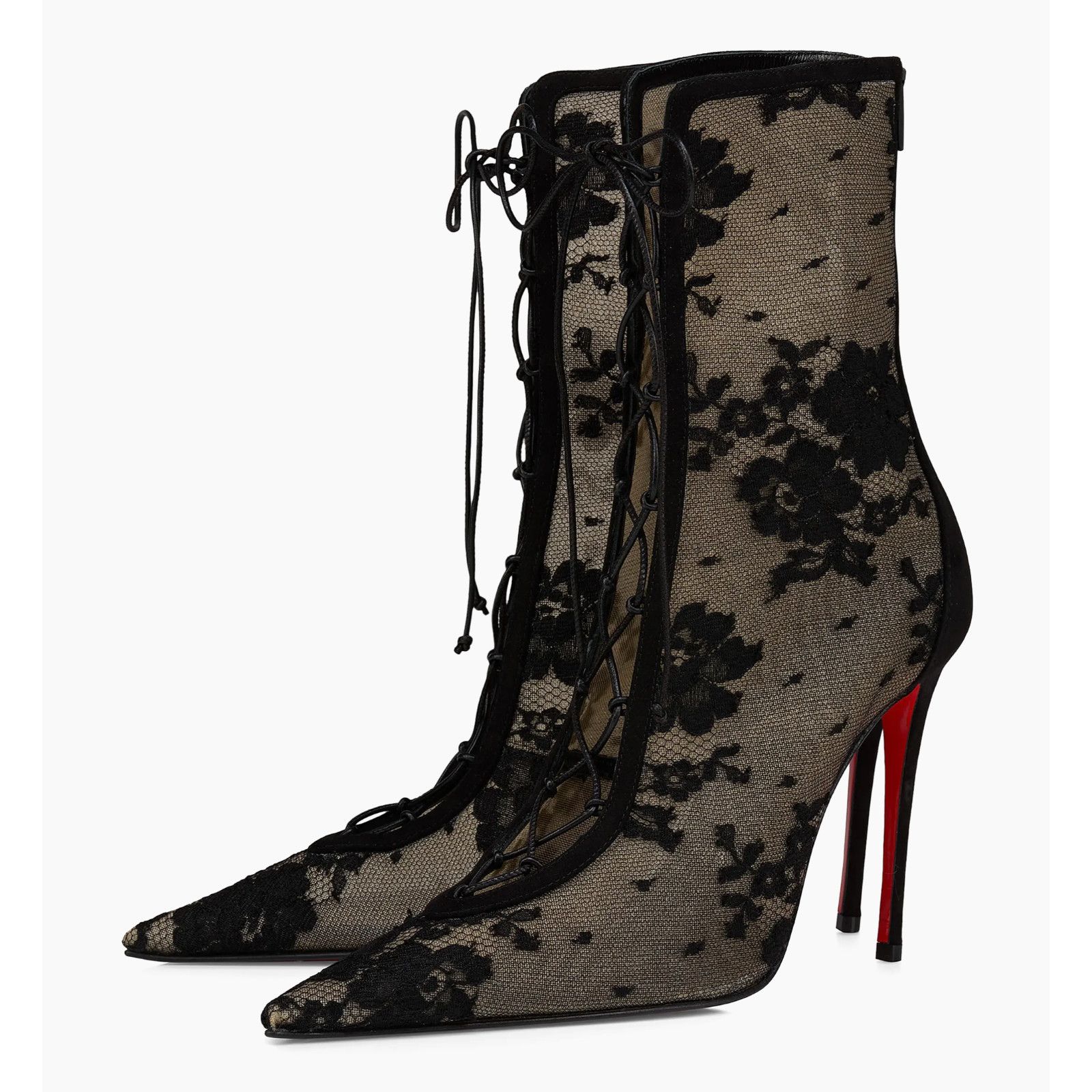 Christian Louboutin Christian Louboutin KM Lace Booty 100 Black Mesh Ankle 38.5 Size US 8.5 / IT 38.5 - 1 Thumbnail