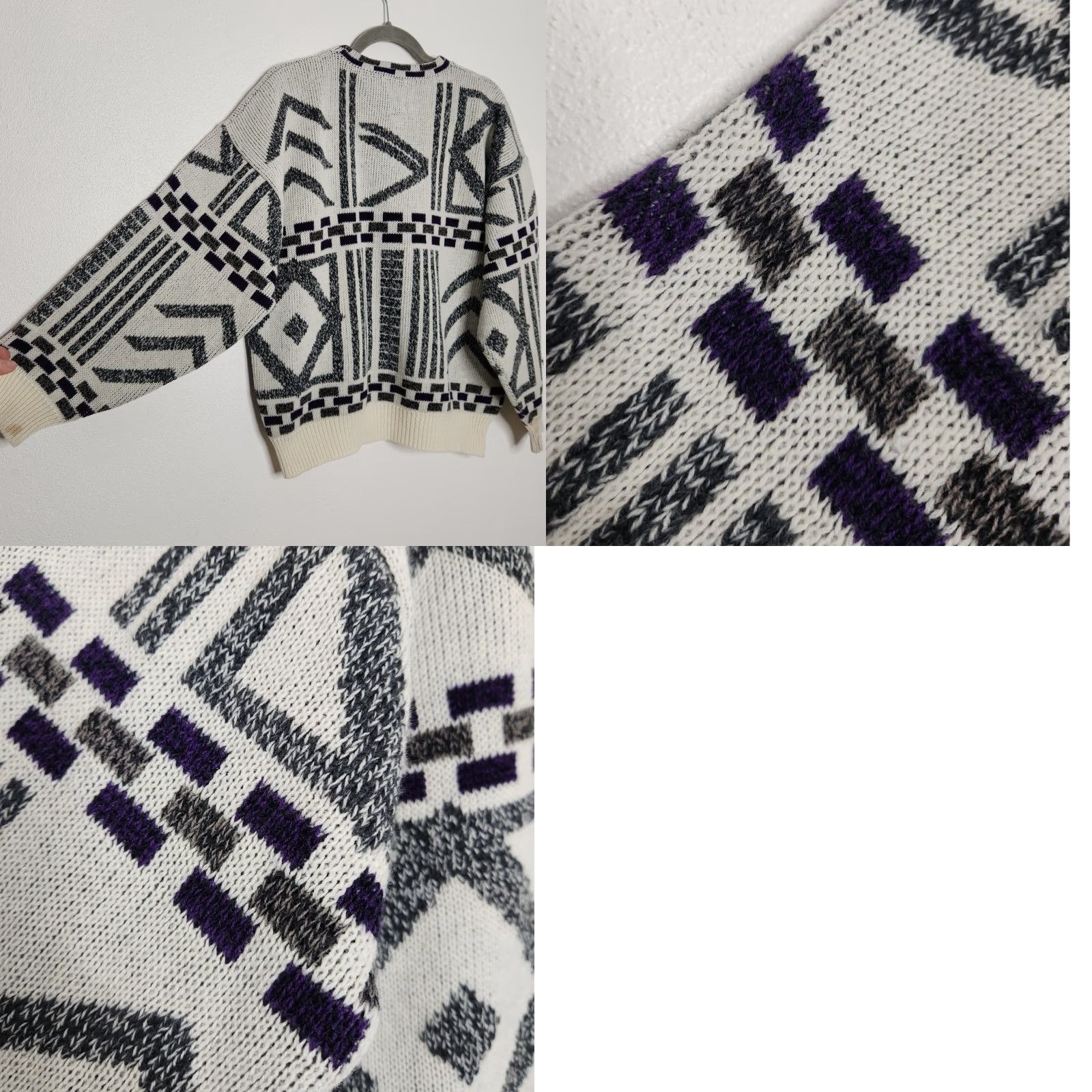 Vintage VINTAGE K. Cosa Sweater Art Abstract Leather Italian Grunge Boxy VTG 80s 90s Size US M / EU 48-50 / 2 - 8 Thumbnail
