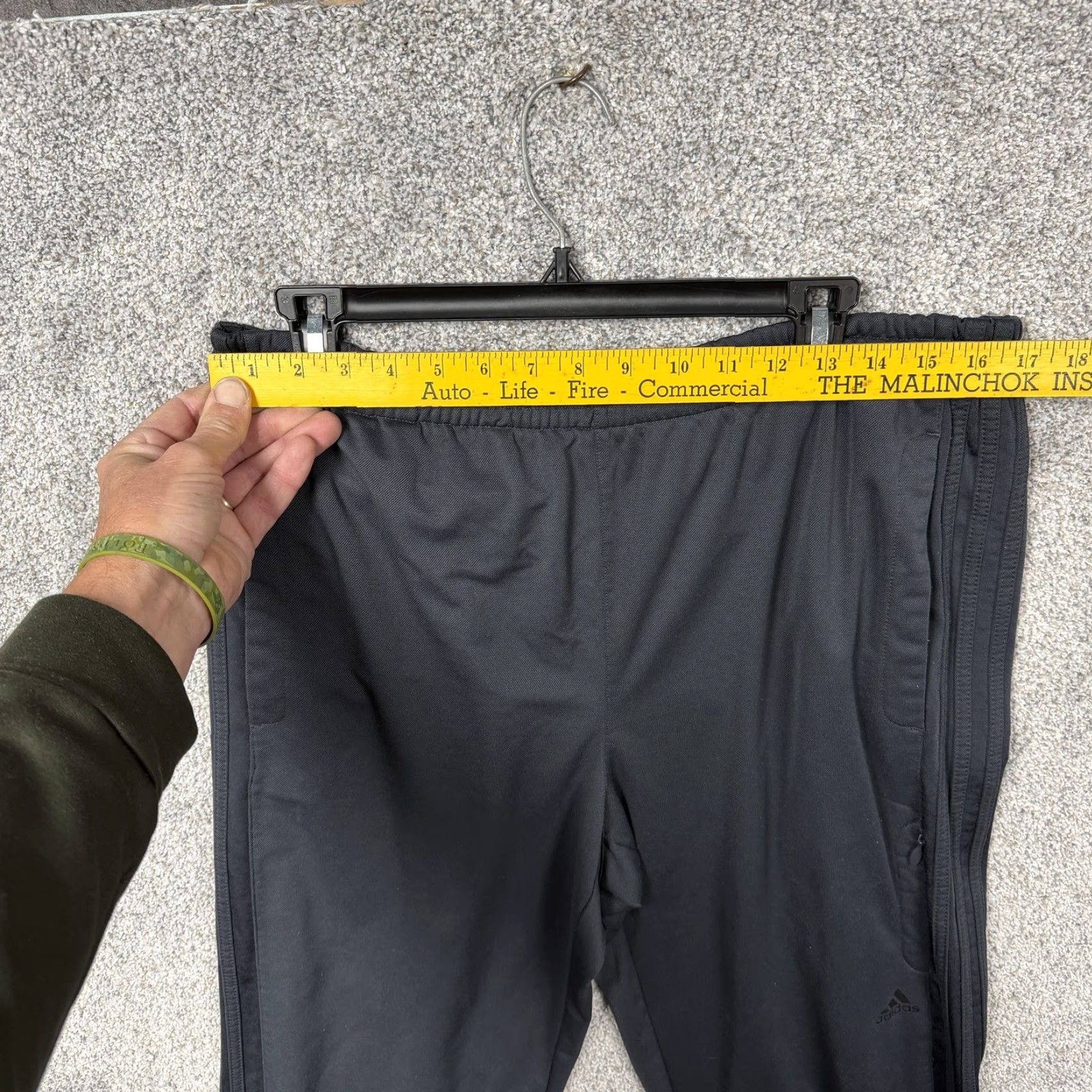 Adidas Adidas Mens XL Track Pants - Gray - 3 Stripe Zip Pockets Athleisure - Elastic Waist Drawstring - Pockets - Gym & Training - Regular Fit Size US 36 / EU 52 - 4 Thumbnail