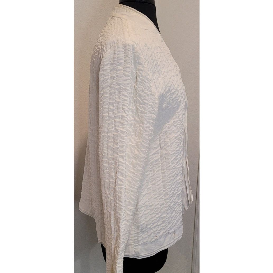 Eileen Fisher Eileen Fisher Silk Quilted Open Front Jacket – Ivory – M Size M / US 6-8 / IT 42-44 - 4 Thumbnail