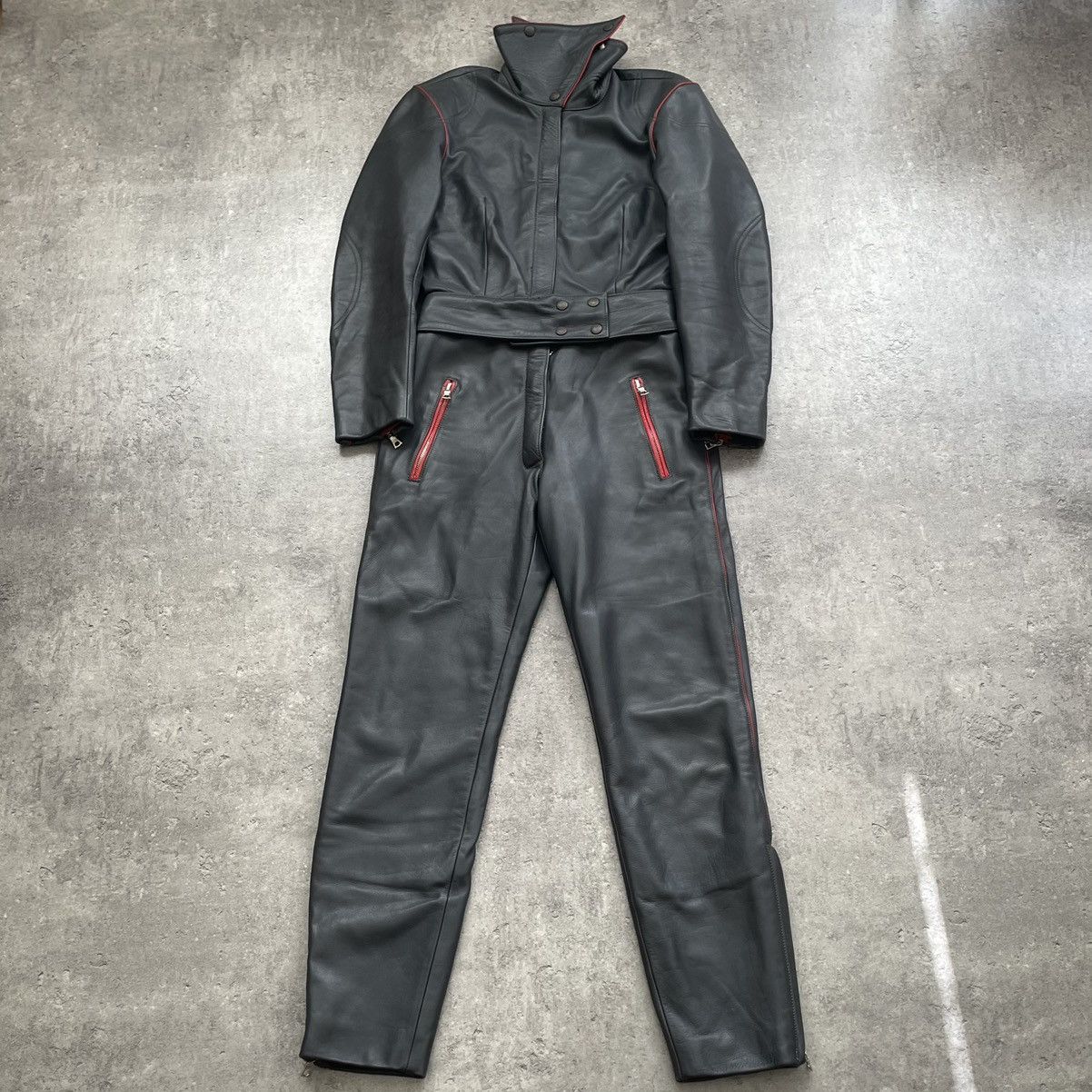 Leather Vintage 90s Italiy Leather Motorcycle Racing Suit Jacket Size M / US 6-8 / IT 42-44 - 2 Thumbnail