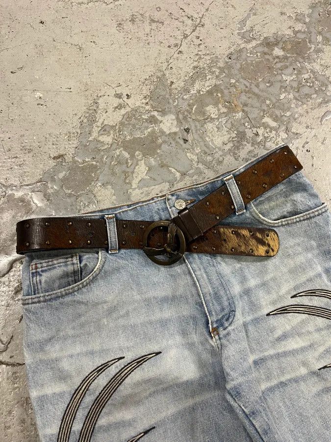 Designer × Vintage 2000s Eagle Royal Archive Brown Pony Hair Leather Belt Size ONE SIZE - 3 Thumbnail