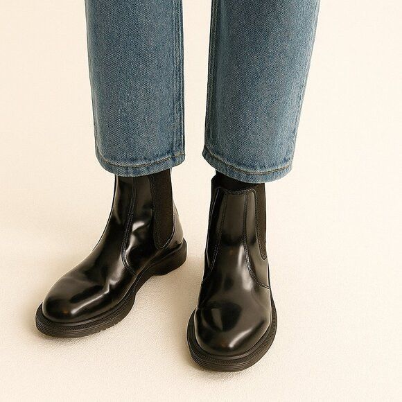 Dr. Martens Dr. Martens AirWair Black Patent Leather Chelsea Boots Sz 6 Size US 6 / IT 36 - 1 Thumbnail