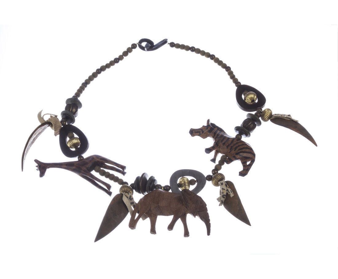 Designer African Wood Safari Bead Charm Necklace Size ONE SIZE - 1 Thumbnail